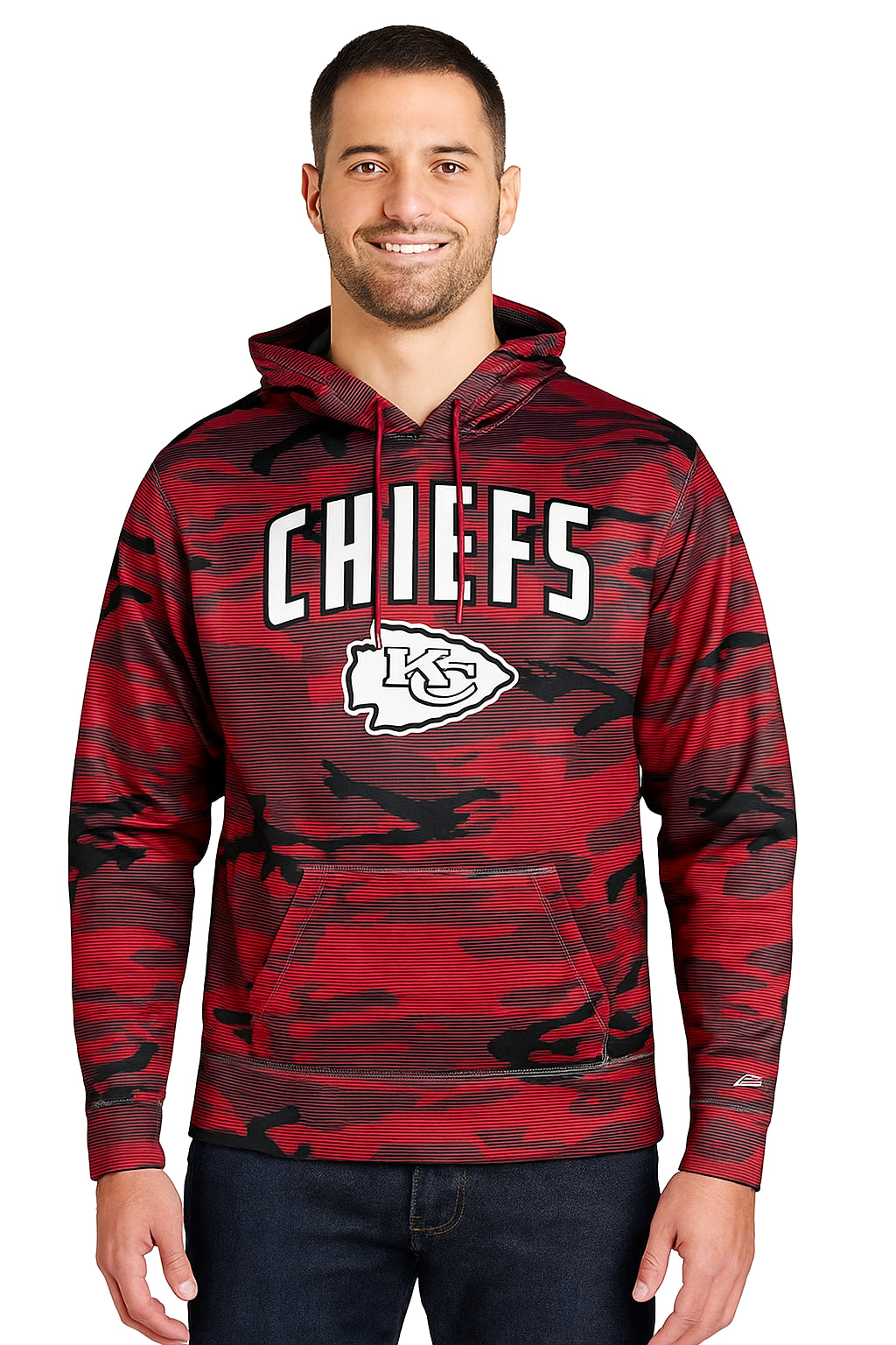 Zubaz NFL   Men's Arch All Over Camo Hoodie, KANSAS CITY CHIEFS