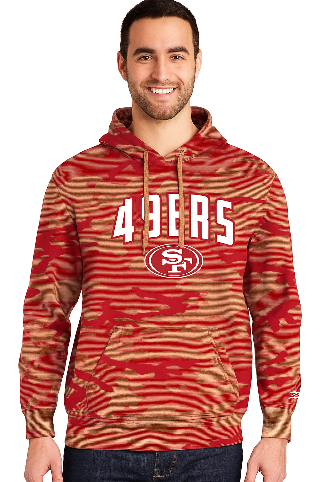 Zubaz NFL   Men's Arch All Over Camo Hoodie, SAN FRANCISCO 49ERS