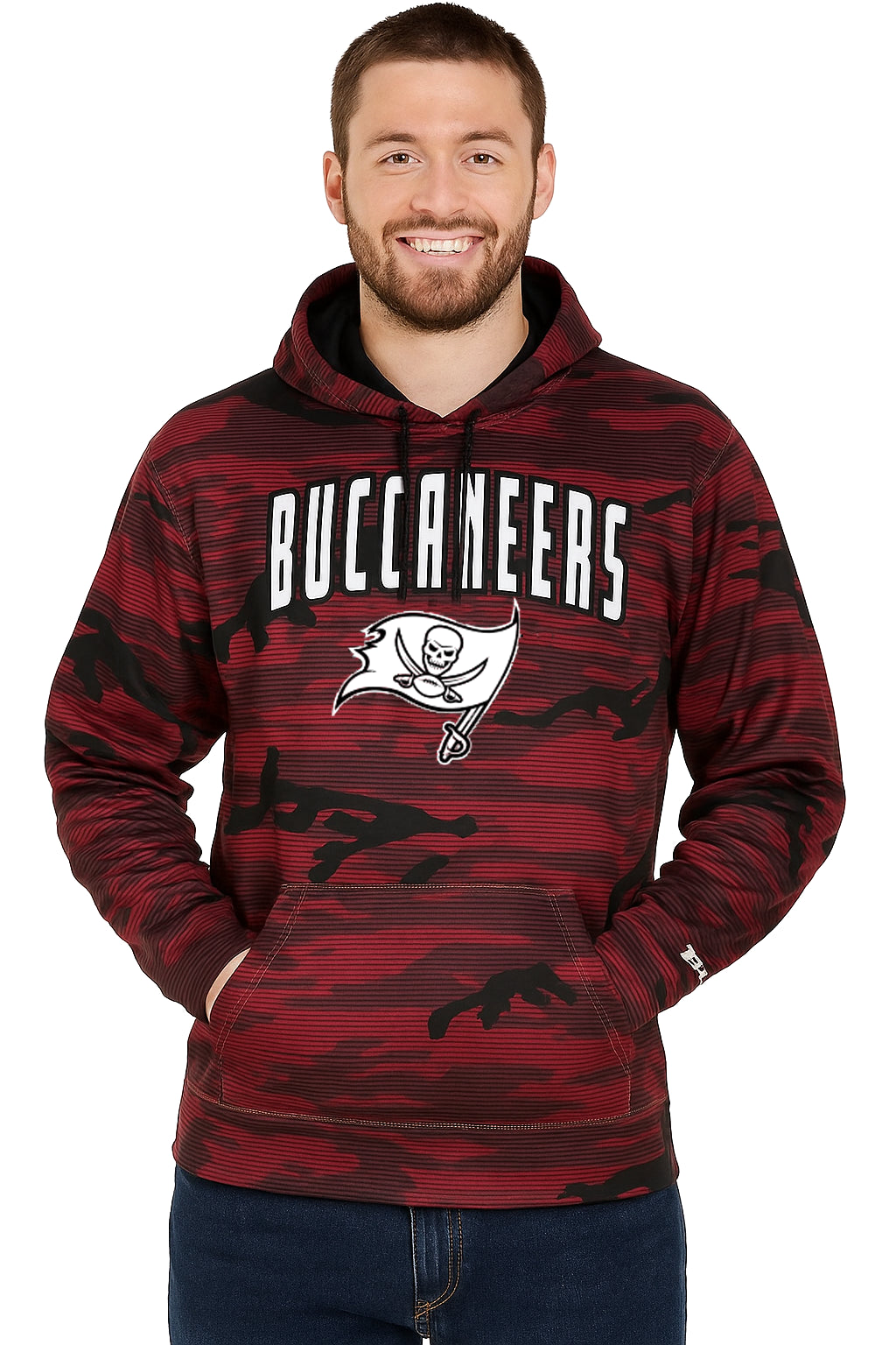 Zubaz NFL   Men's Arch All Over Camo Hoodie, TAMPA BAY BUCCANEERS