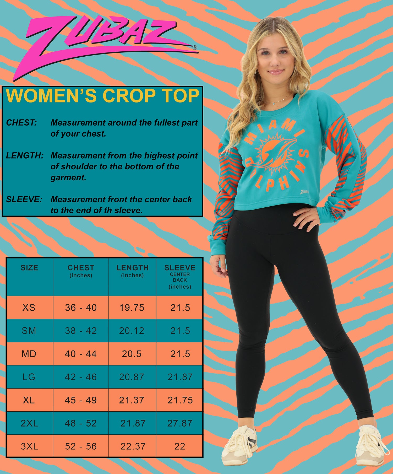 Zubaz NFL   Women's Overtime 2 Color Zebra Crop Top Crewneck, PHILADELPHIA EAGLES