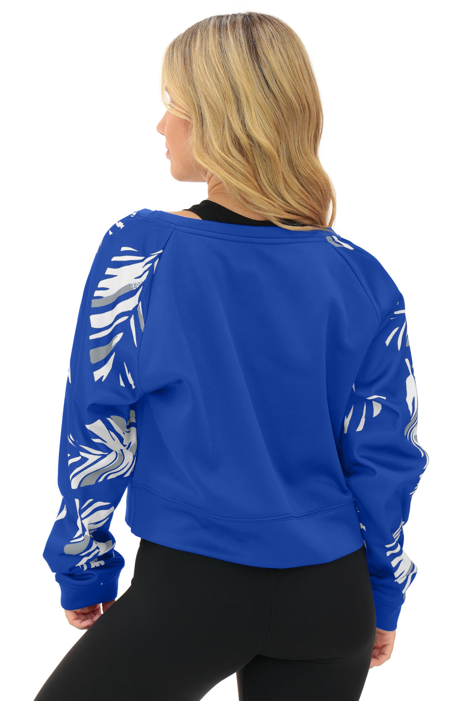 Zubaz NFL   Women's Script 3 Color Leaf Boatneck Raglan Crew, INDIANAPOLIS COLTS