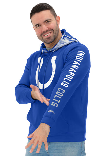 Zubaz NFL   Men's Front and Sleeve Print Camo Line Hood Hoodie, INDIANAPOLIS COLTS