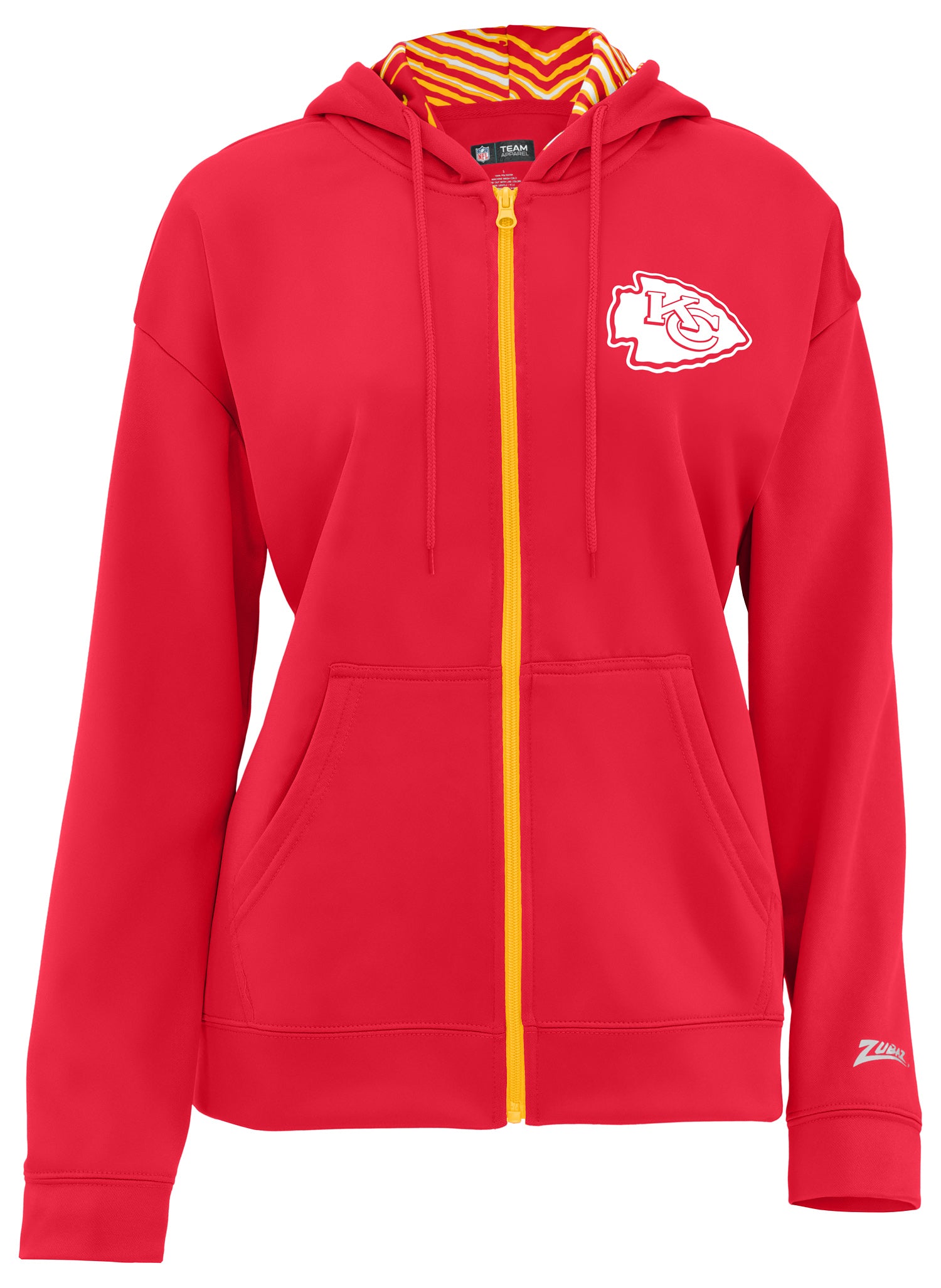 Zubaz NFL Women's 3 Color Zebra Liner Full Zip Hoodie, KANSAS CITY CHI