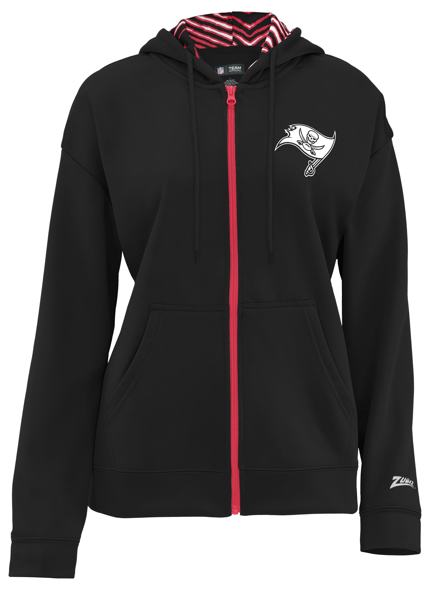 Zubaz NFL   Women's 3 Color Zebra Liner Full Zip Hoodie, TAMPA BAY BUCCANEERS
