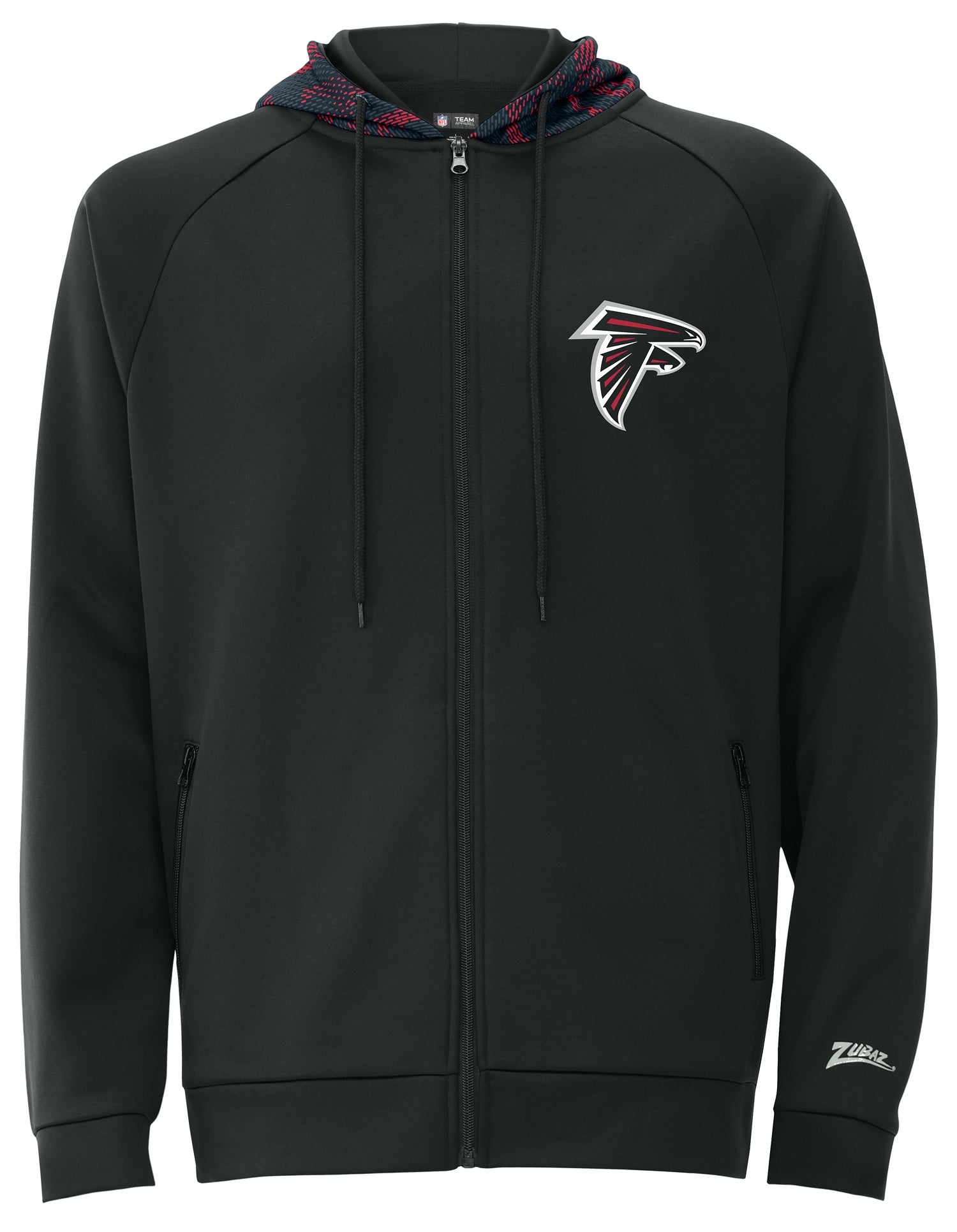 Zubaz NFL   Men's Raglan Viper Hood Liner Full Zip Hoodie, ATLANTA FALCONS