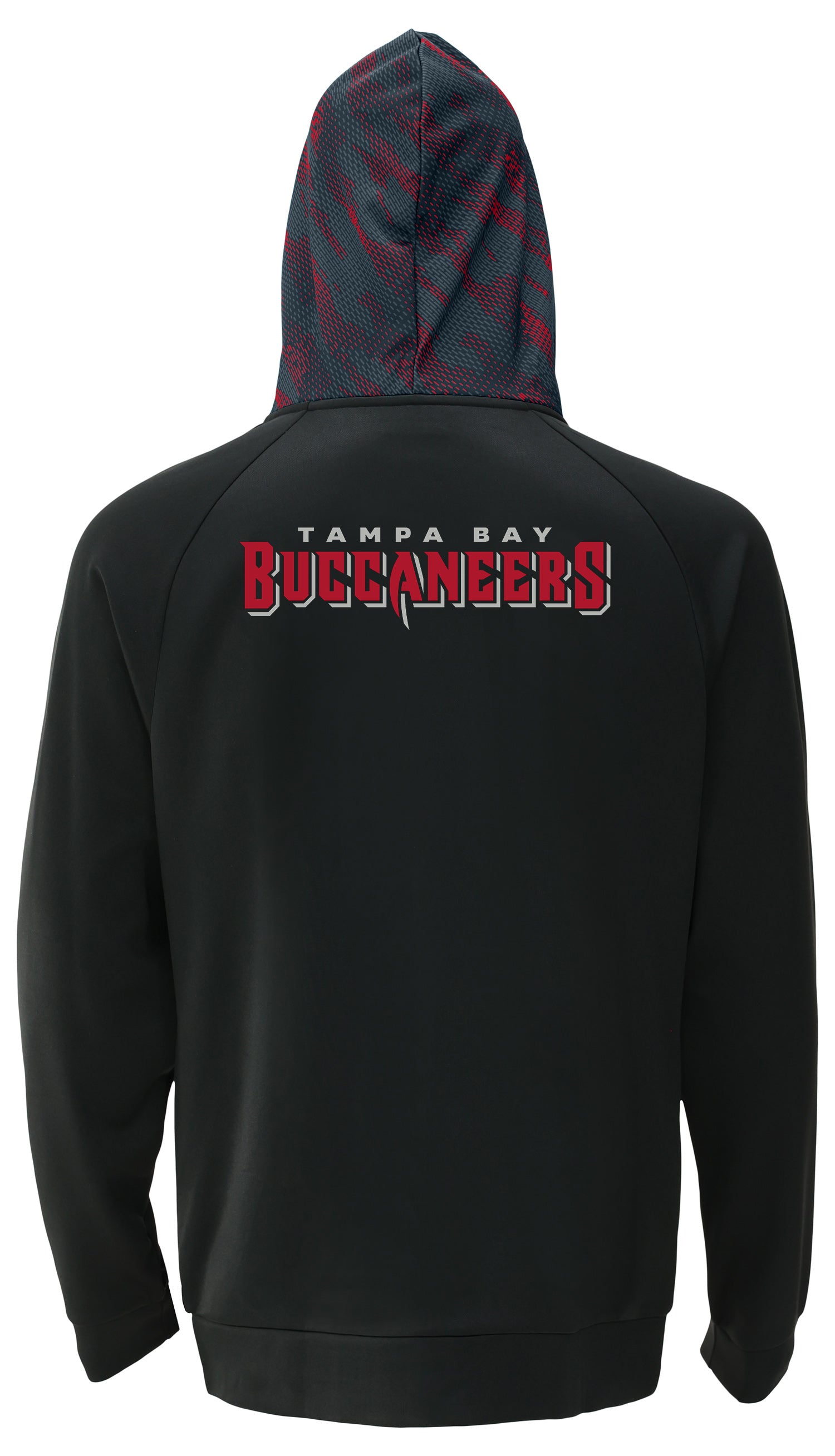 Zubaz NFL   Men's Raglan Viper Hood Liner Full Zip Hoodie, TAMPA BAY BUCCANEERS