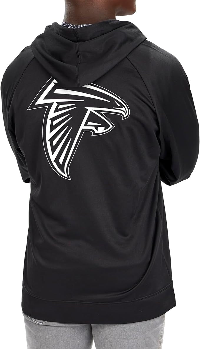 Zubaz NFL   Men's Established Viper Hood Liner Full Zip Raglan Hoodie, ATLANTA FALCONS