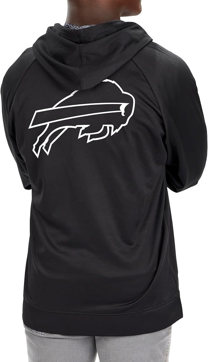 Zubaz NFL   Men's Established Viper Hood Liner Full Zip Raglan Hoodie, BUFFALO BILLS