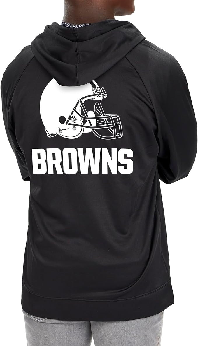 Zubaz NFL   Men's Established Viper Hood Liner Full Zip Raglan Hoodie, CLEVELAND BROWNS