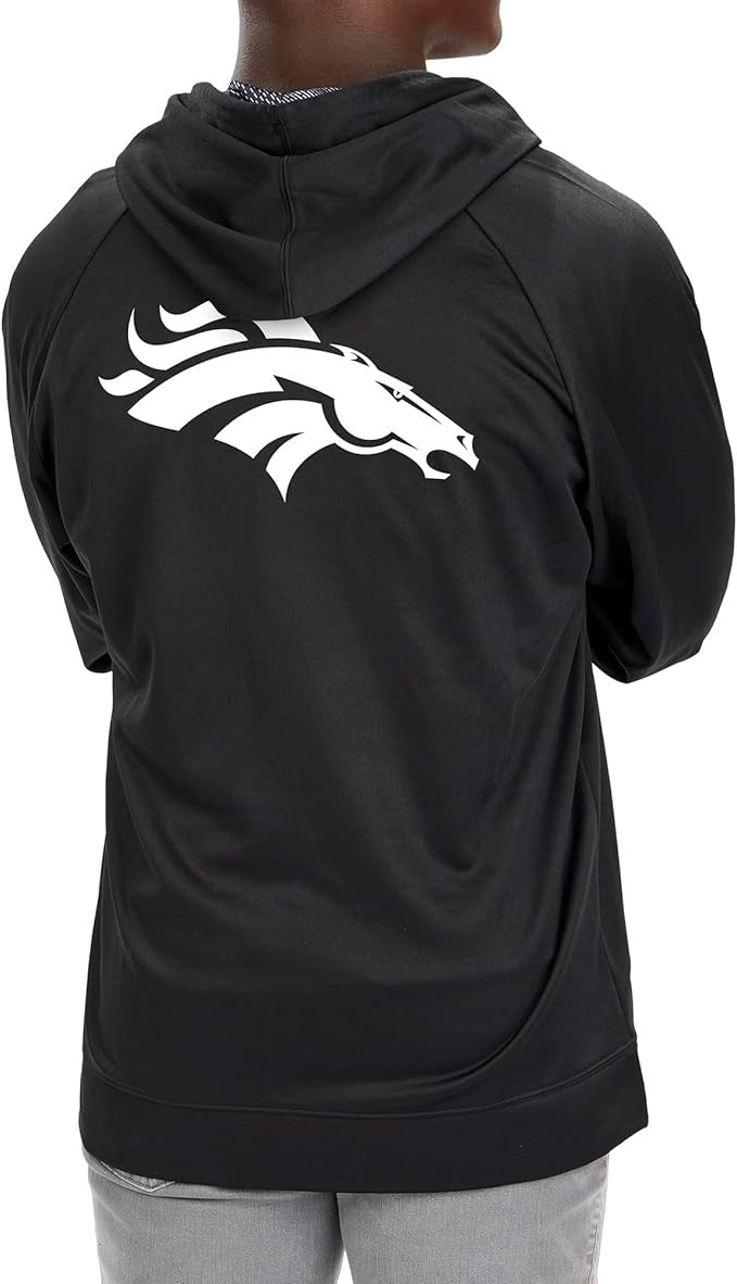 Zubaz NFL   Men's Established Viper Hood Liner Full Zip Raglan Hoodie, DENVER BRONCOS