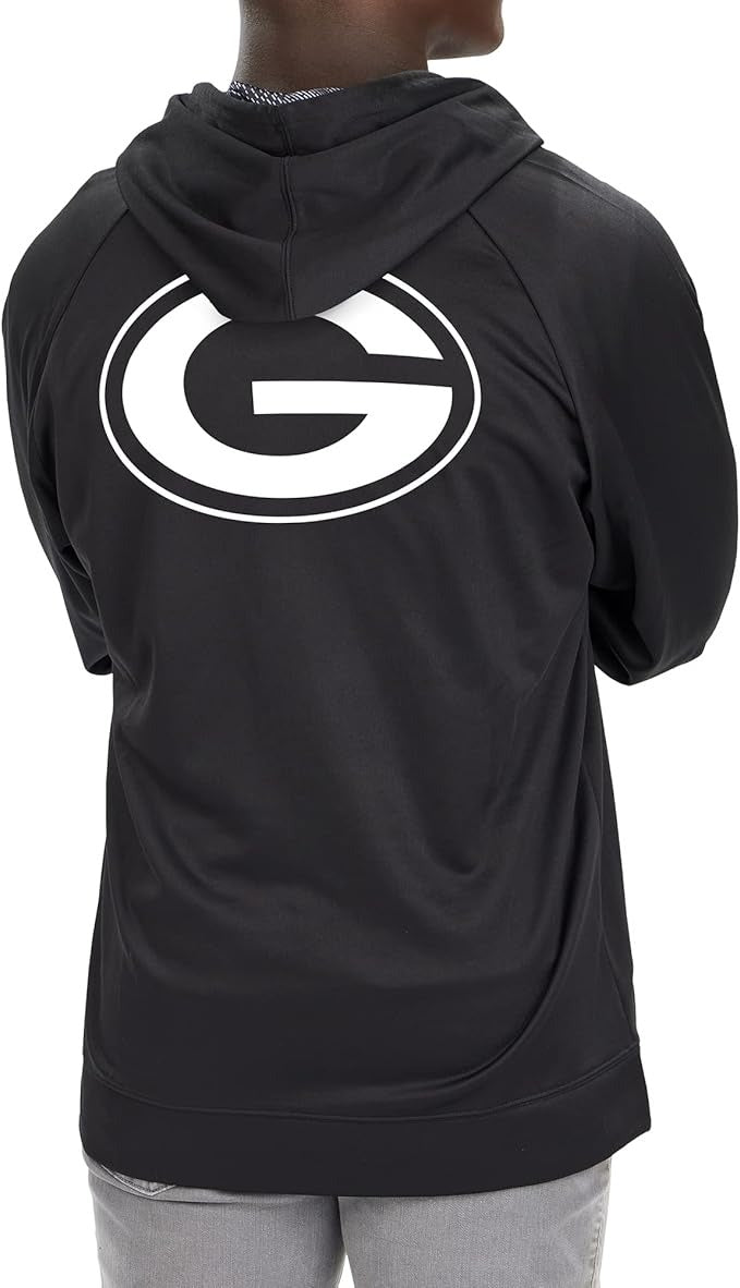 Zubaz NFL   Men's Established Viper Hood Liner Full Zip Raglan Hoodie, GREEN BAY PACKERS