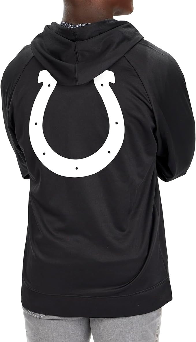 Zubaz NFL   Men's Established Viper Hood Liner Full Zip Raglan Hoodie, INDIANAPOLIS COLTS