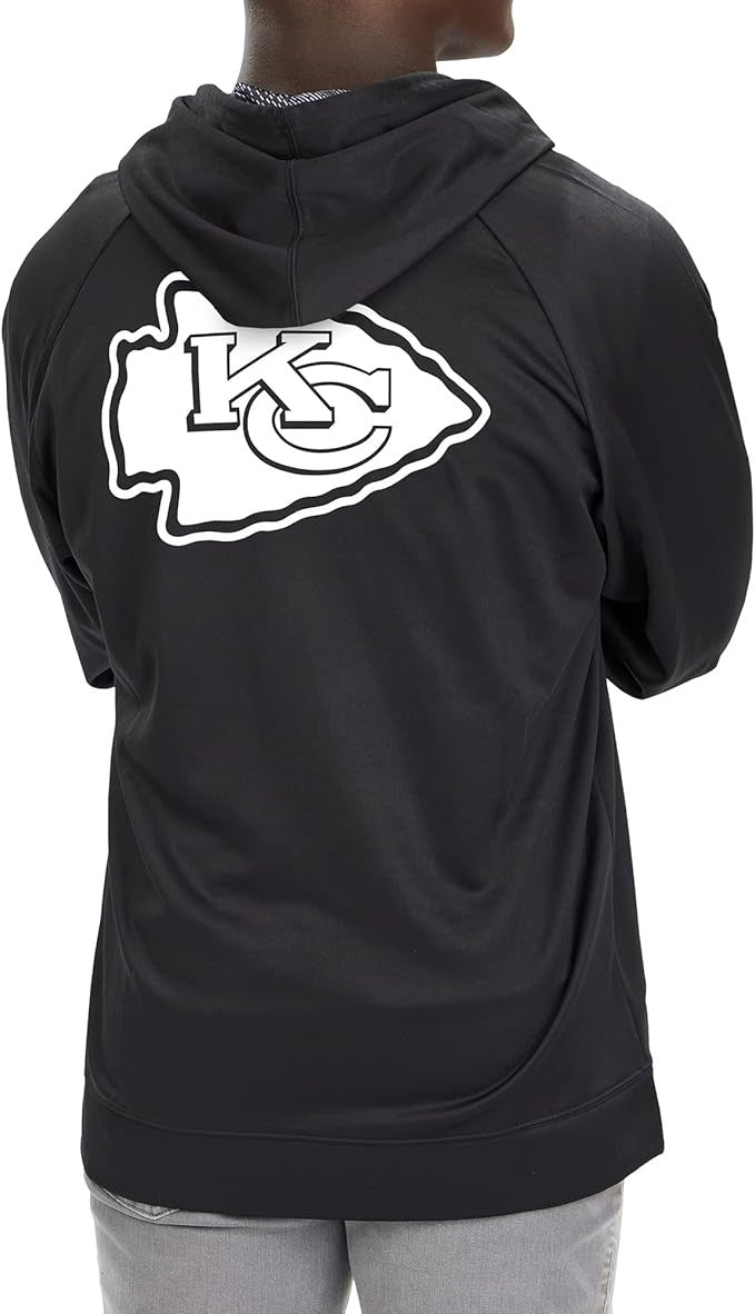 Zubaz NFL   Men's Established Viper Hood Liner Full Zip Raglan Hoodie, KANSAS CITY CHIEFS