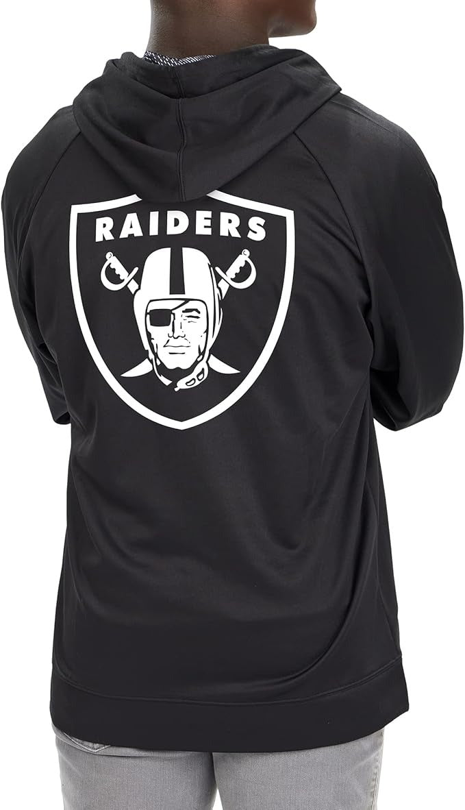Zubaz NFL   Men's Established Viper Hood Liner Full Zip Raglan Hoodie, LAS VEGAS RAIDERS
