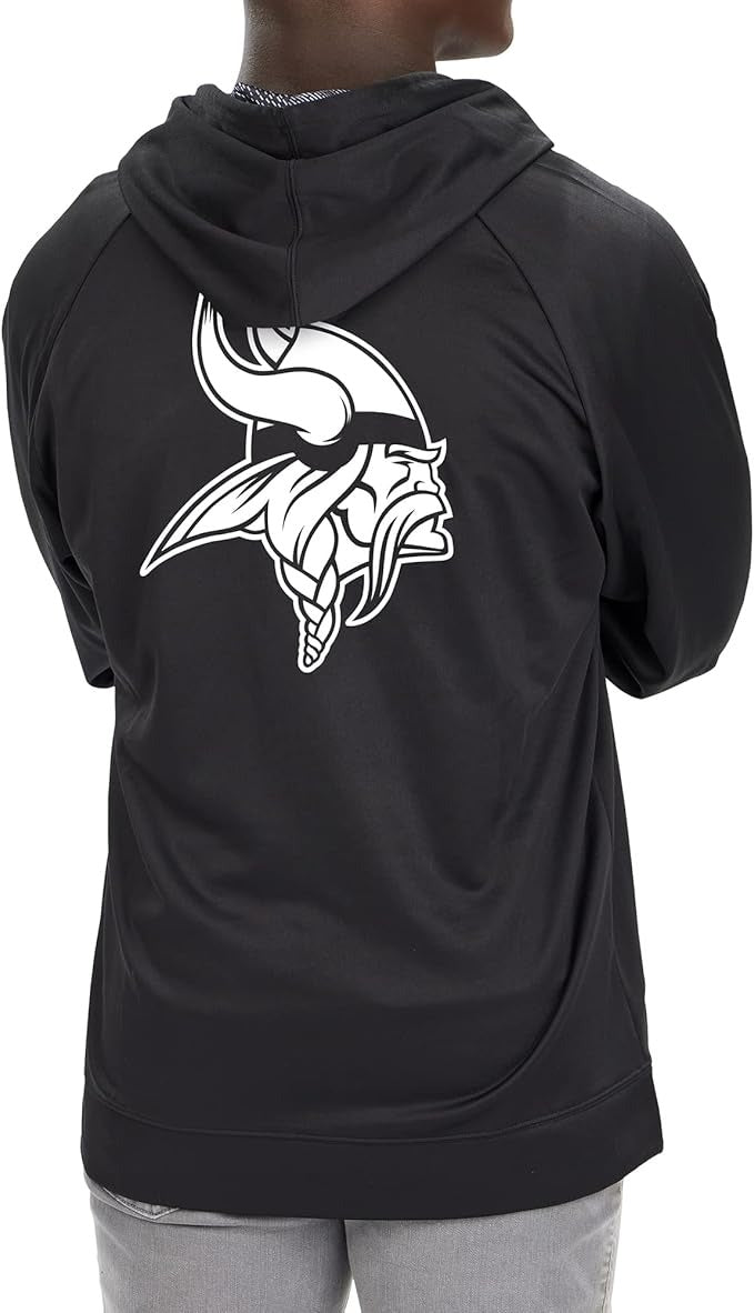 Zubaz NFL   Men's Established Viper Hood Liner Full Zip Raglan Hoodie, MINNESOTA VIKINGS