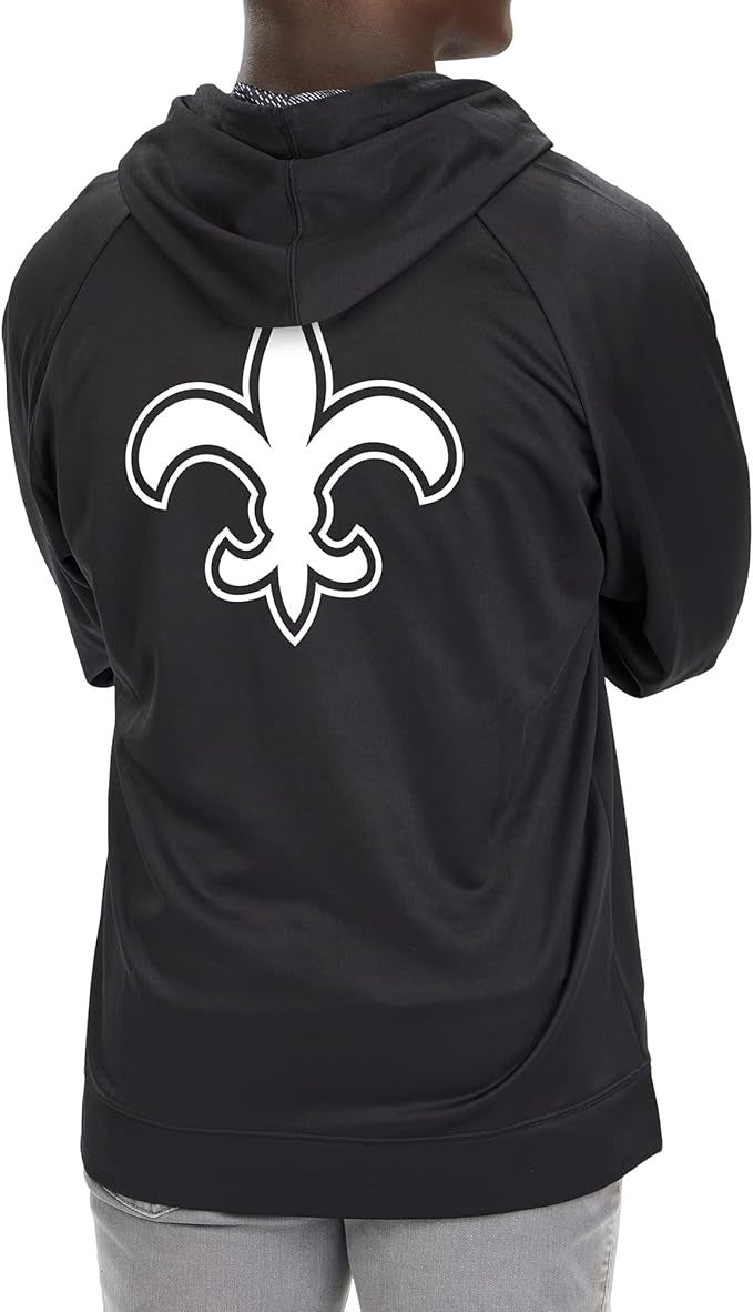 Zubaz NFL   Men's Established Viper Hood Liner Full Zip Raglan Hoodie, NEW ORLEANS SAINTS