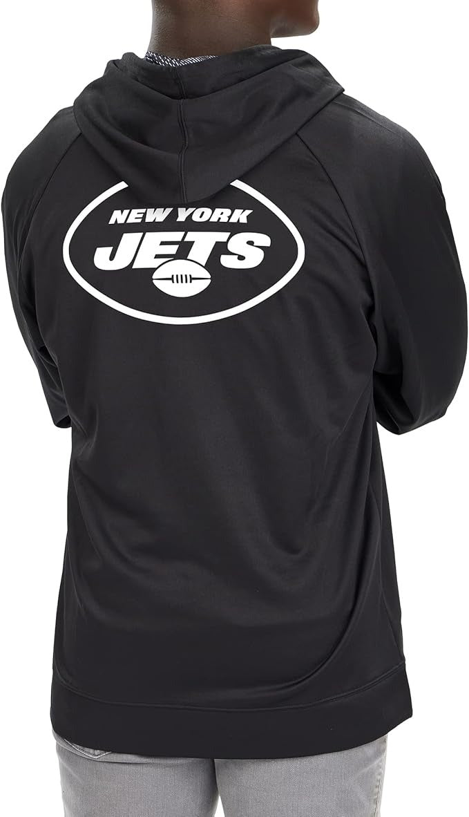 Zubaz NFL   Men's Established Viper Hood Liner Full Zip Raglan Hoodie, NEW YORK JETS