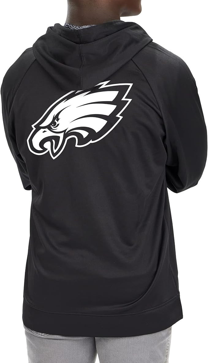 Zubaz NFL   Men's Established Viper Hood Liner Full Zip Raglan Hoodie, PHILADELPHIA EAGLES