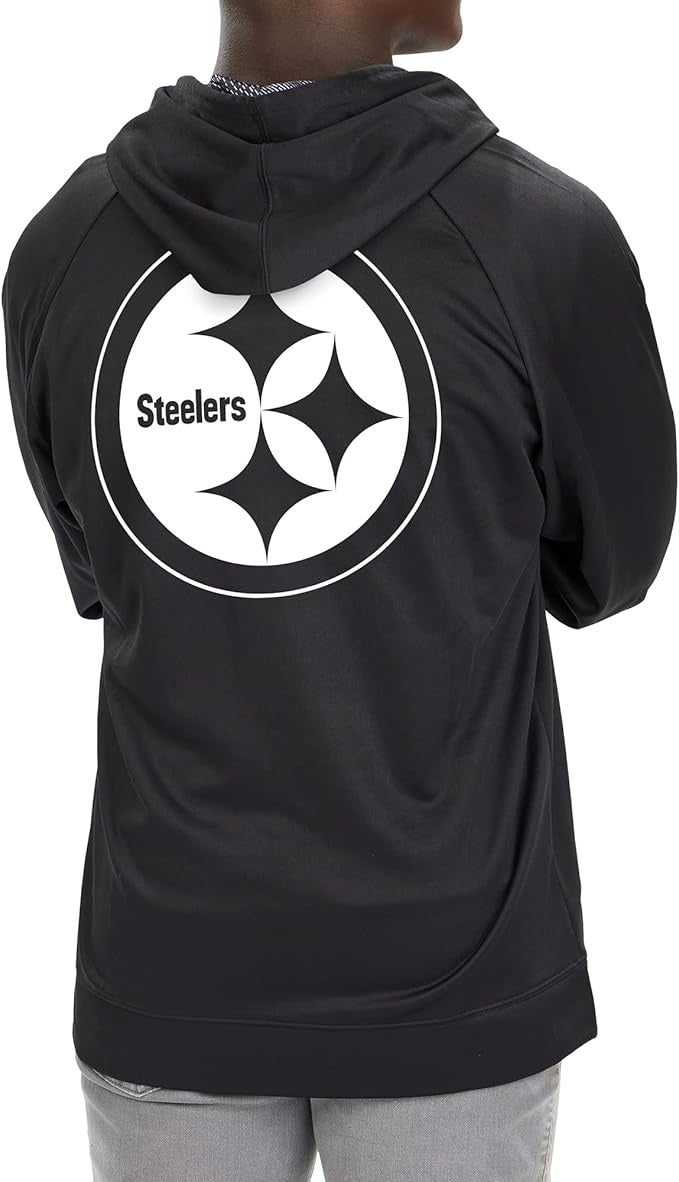 Zubaz NFL   Men's Established Viper Hood Liner Full Zip Raglan Hoodie, PITTSBURGH STEELERS
