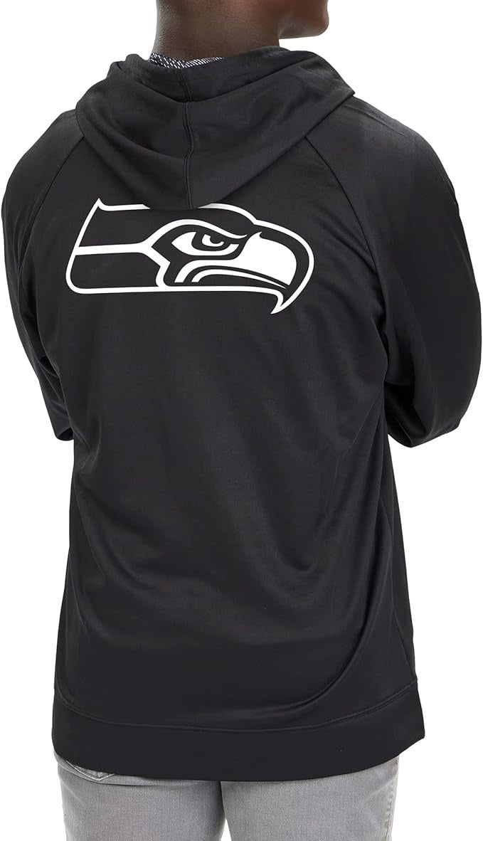 Zubaz NFL   Men's Established Viper Hood Liner Full Zip Raglan Hoodie, SEATTLE SEAHAWKS