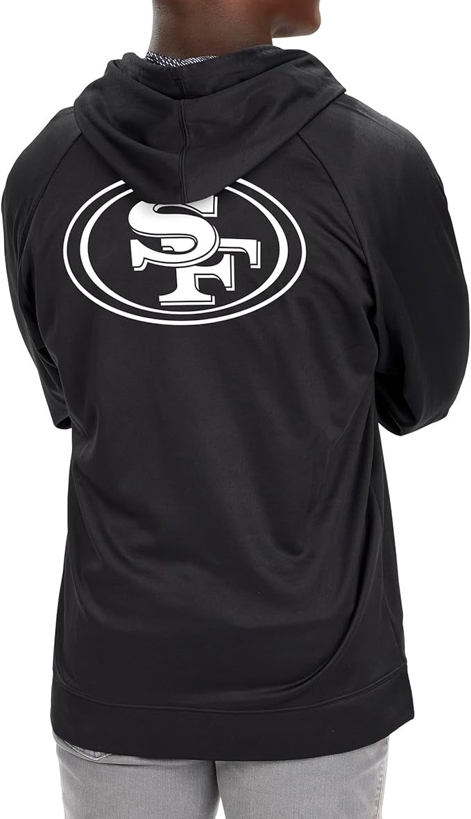 Zubaz NFL   Men's Established Viper Hood Liner Full Zip Raglan Hoodie, SAN FRANCISCO 49ERS