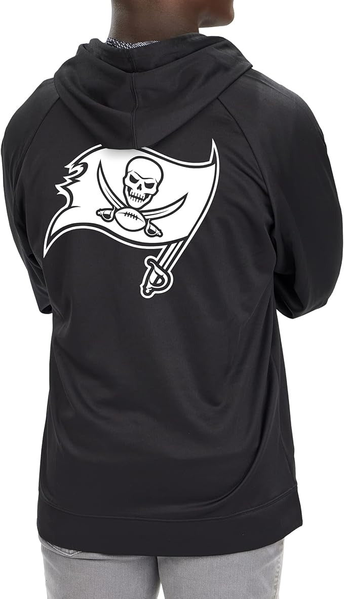 Zubaz NFL   Men's Established Viper Hood Liner Full Zip Raglan Hoodie, TAMPA BAY BUCCANEERS