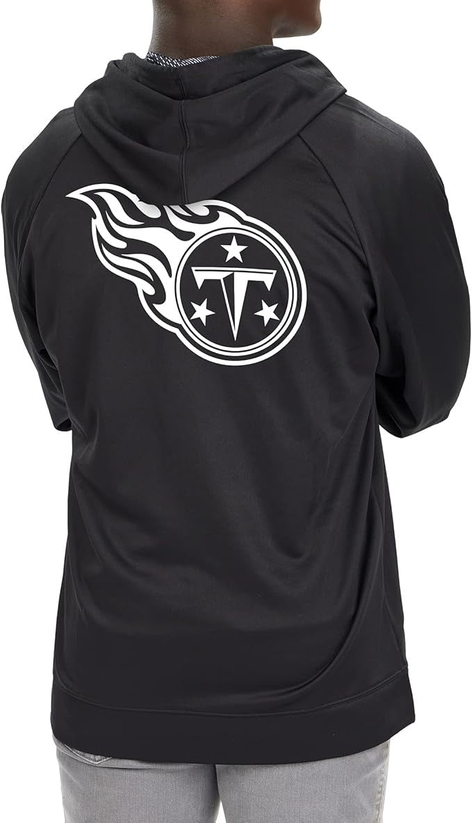 Zubaz NFL   Men's Established Viper Hood Liner Full Zip Raglan Hoodie, TENNESSEE TITANS