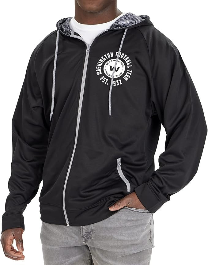Zubaz NFL   Men's Established Viper Hood Liner Full Zip Raglan Hoodie, WASHINGTON COMMANDERS