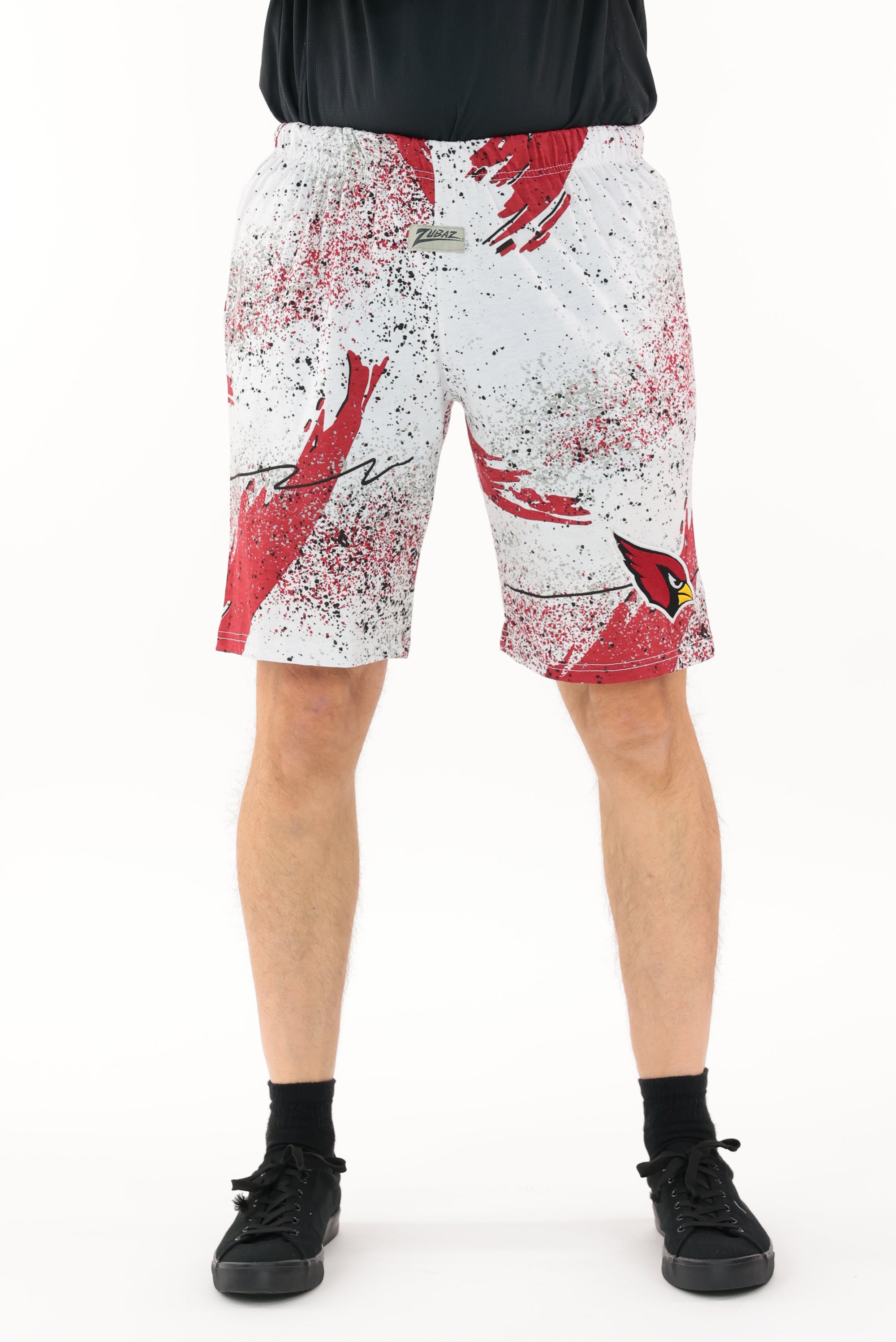 Zubaz NFL Adult Unisex Z88 Embroidered Confetti 3 Team Color Shorts, Arizona Cardinals