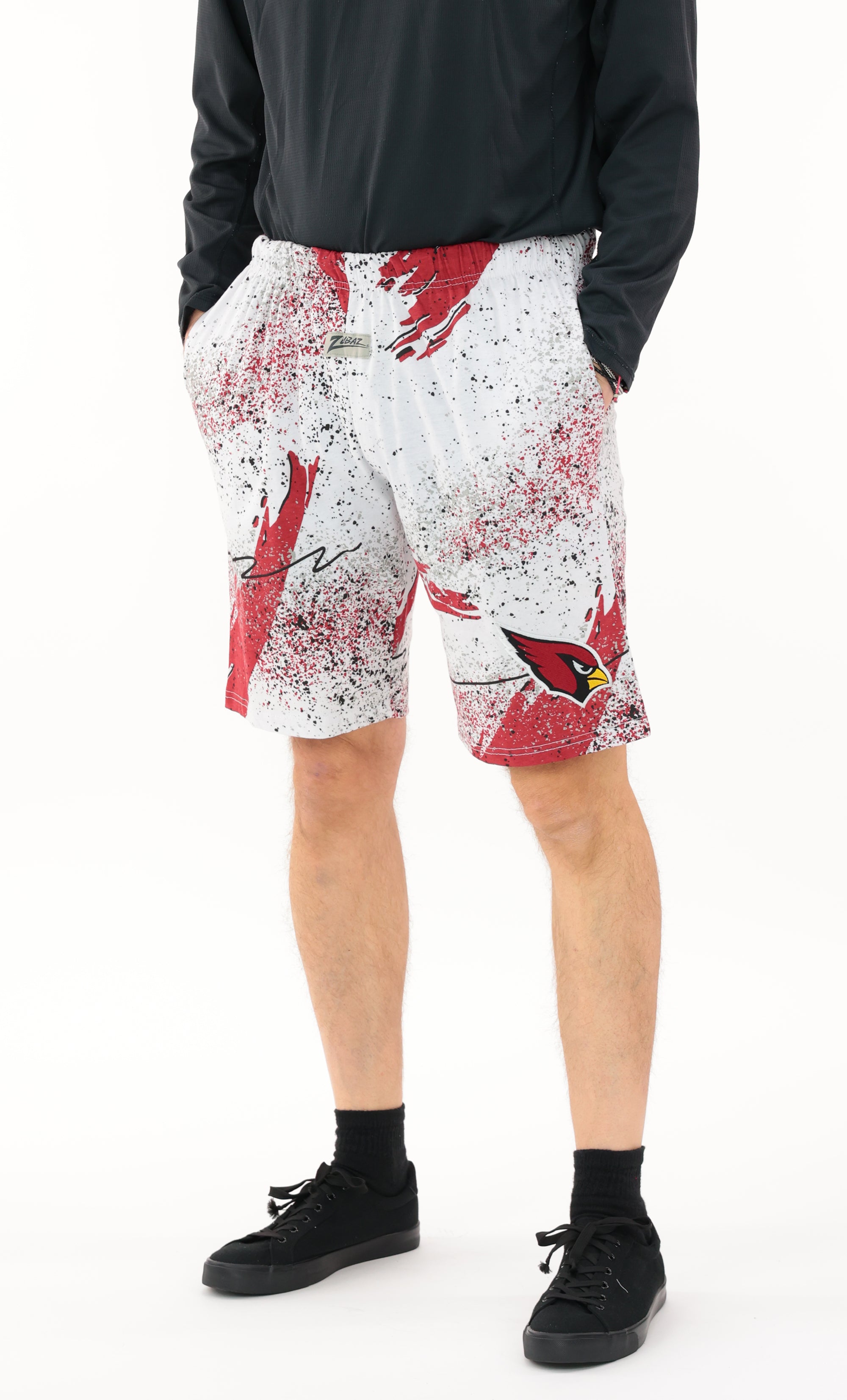 Zubaz NFL Adult Unisex Z88 Embroidered Confetti 3 Team Color Shorts, Arizona Cardinals