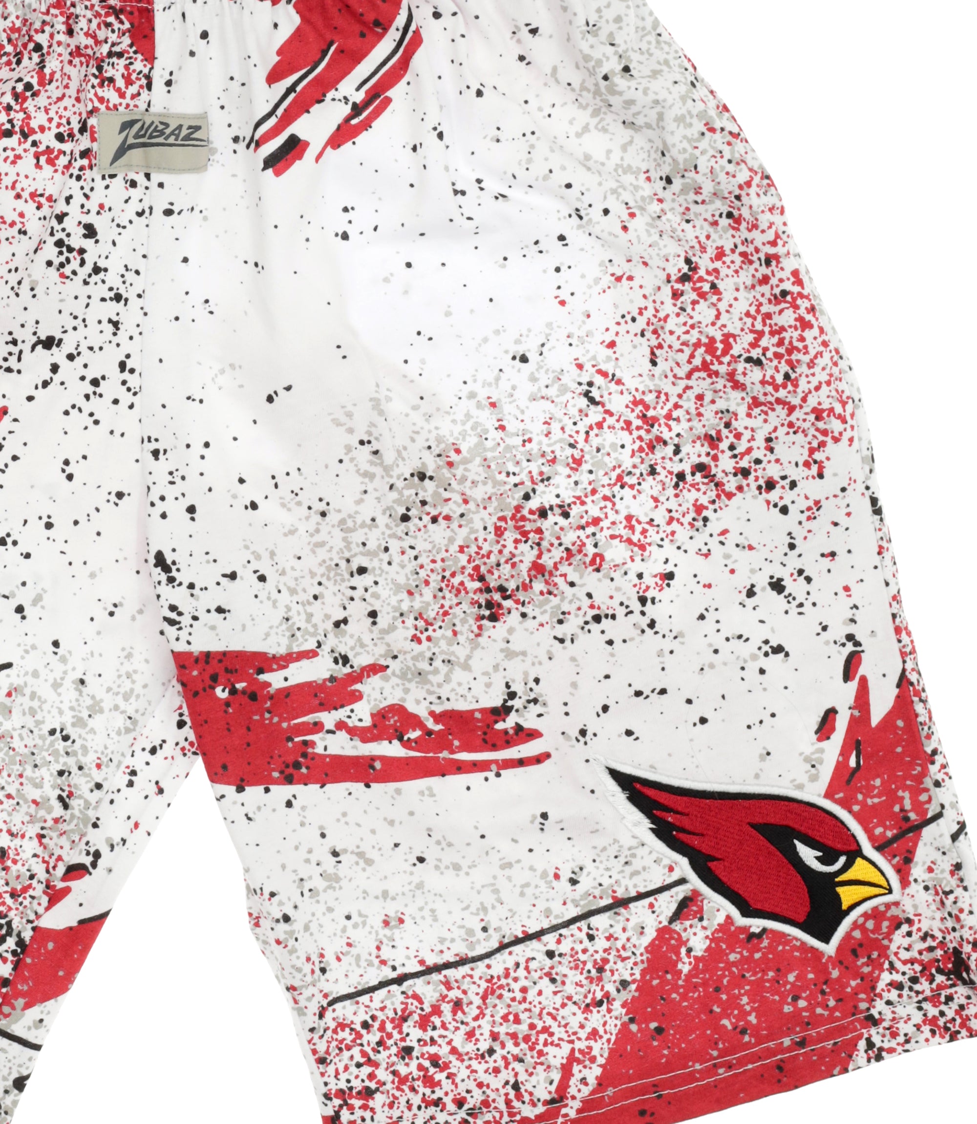 Zubaz NFL Adult Unisex Z88 Embroidered Confetti 3 Team Color Shorts, Arizona Cardinals