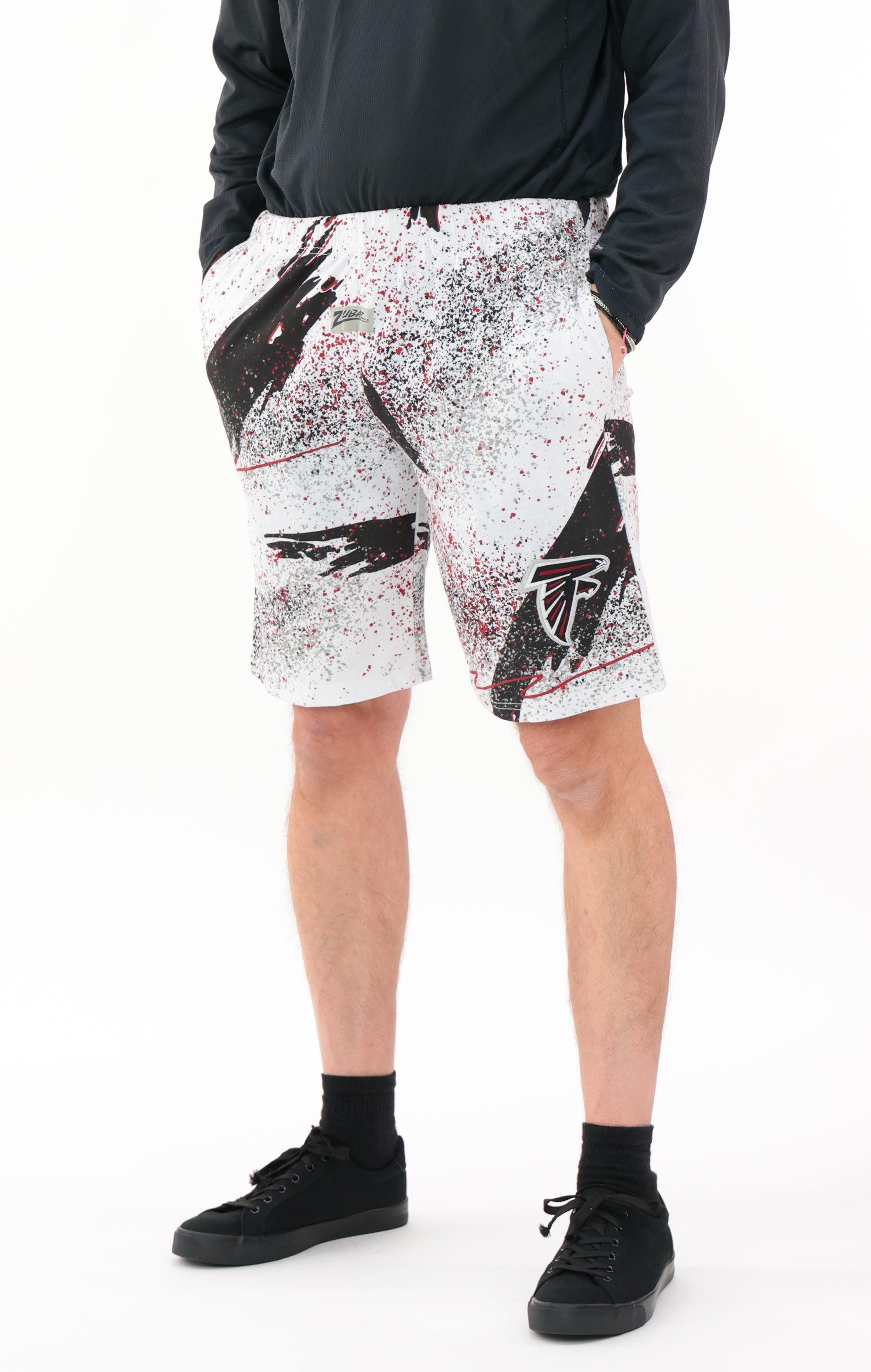 Zubaz NFL Adult Unisex Z88 Embroidered Confetti 3 Team Color Shorts, Atlanta Falcons