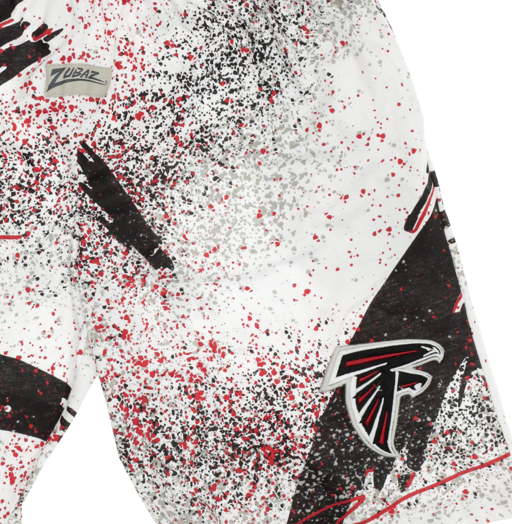 Zubaz NFL Adult Unisex Z88 Embroidered Confetti 3 Team Color Shorts, Atlanta Falcons