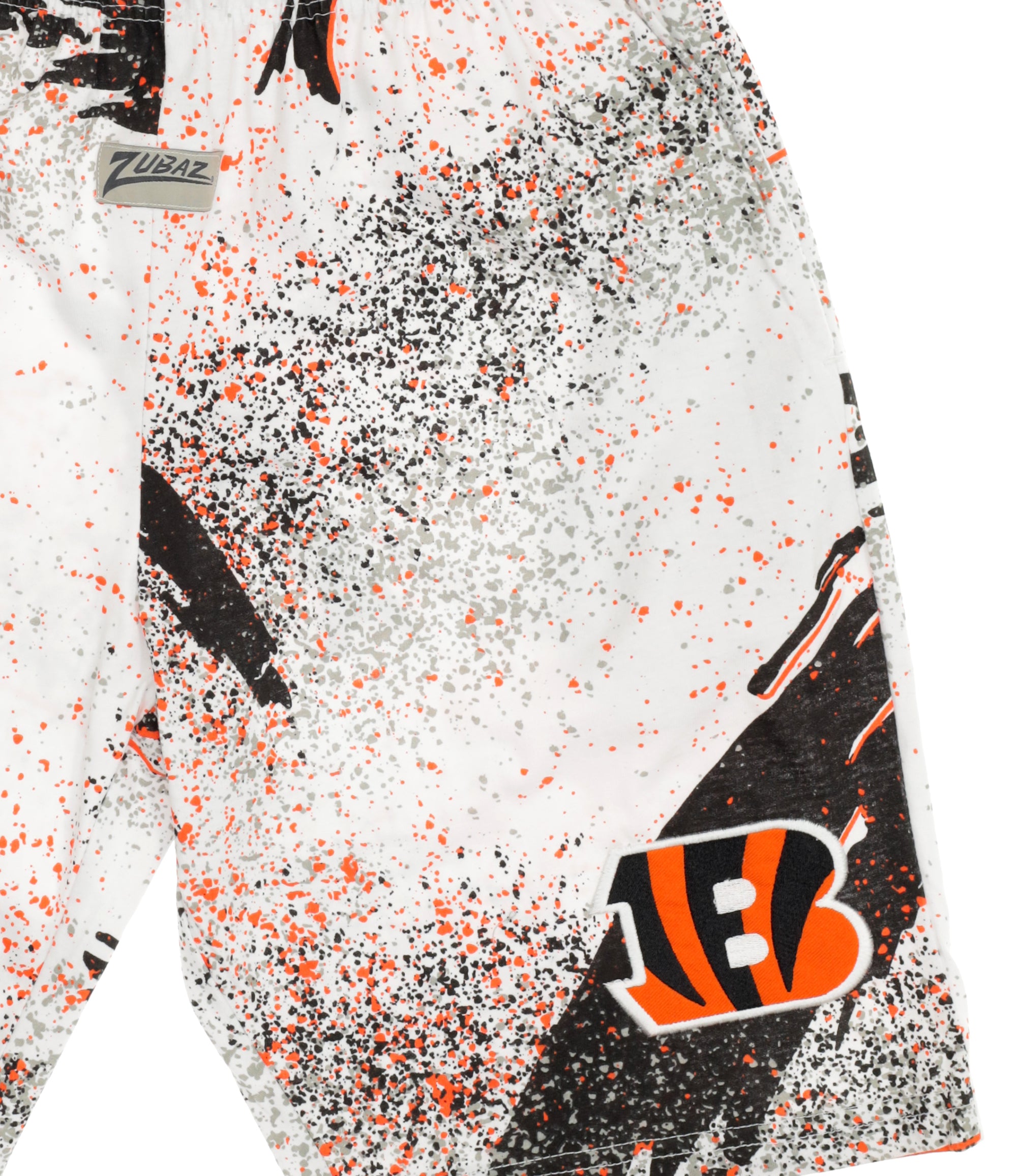 Zubaz NFL Adult Unisex Z88 Embroidered Confetti 3 Team Color Shorts, Cincinnati Bengals