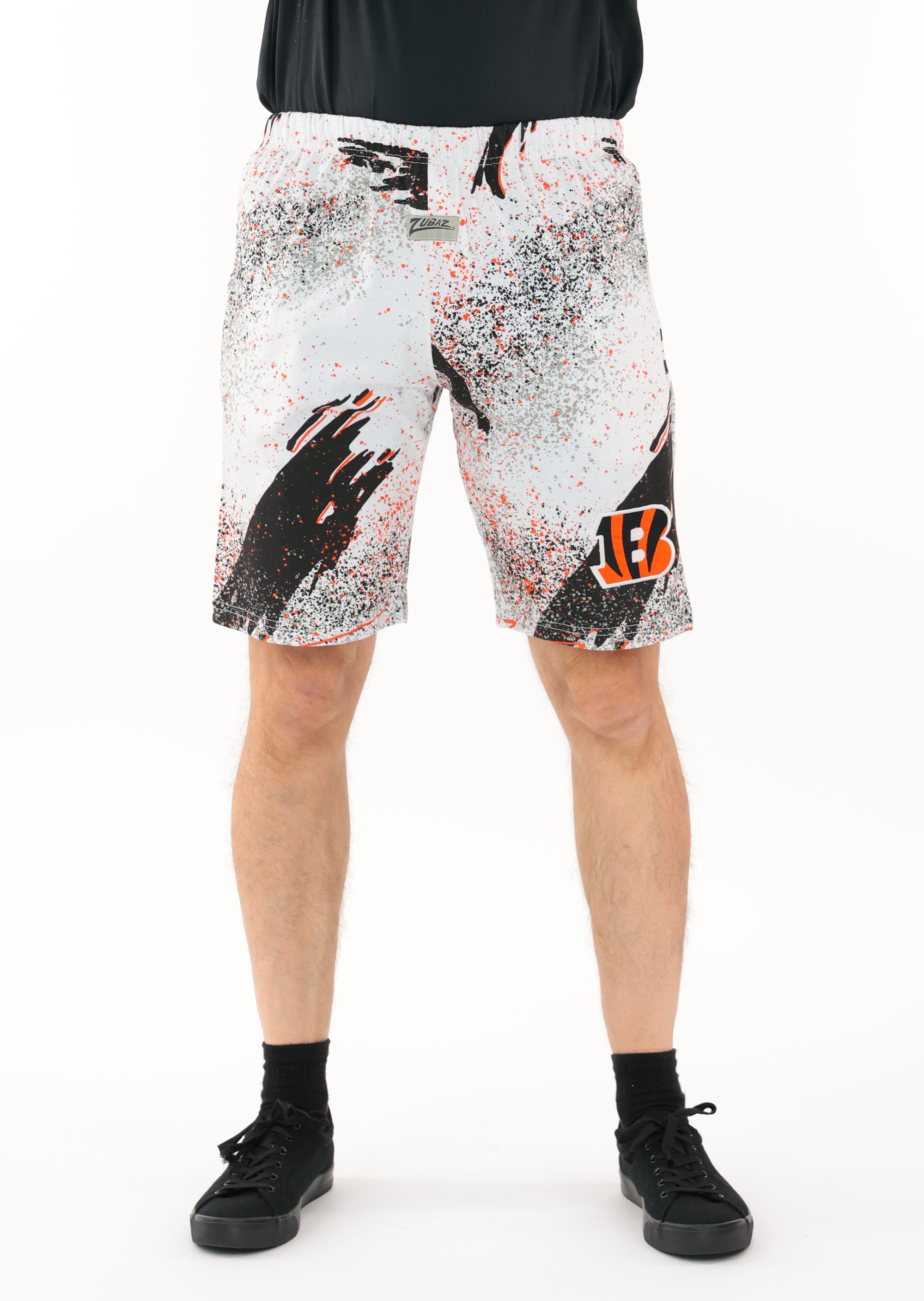 Zubaz NFL Adult Unisex Z88 Embroidered Confetti 3 Team Color Shorts, Cincinnati Bengals