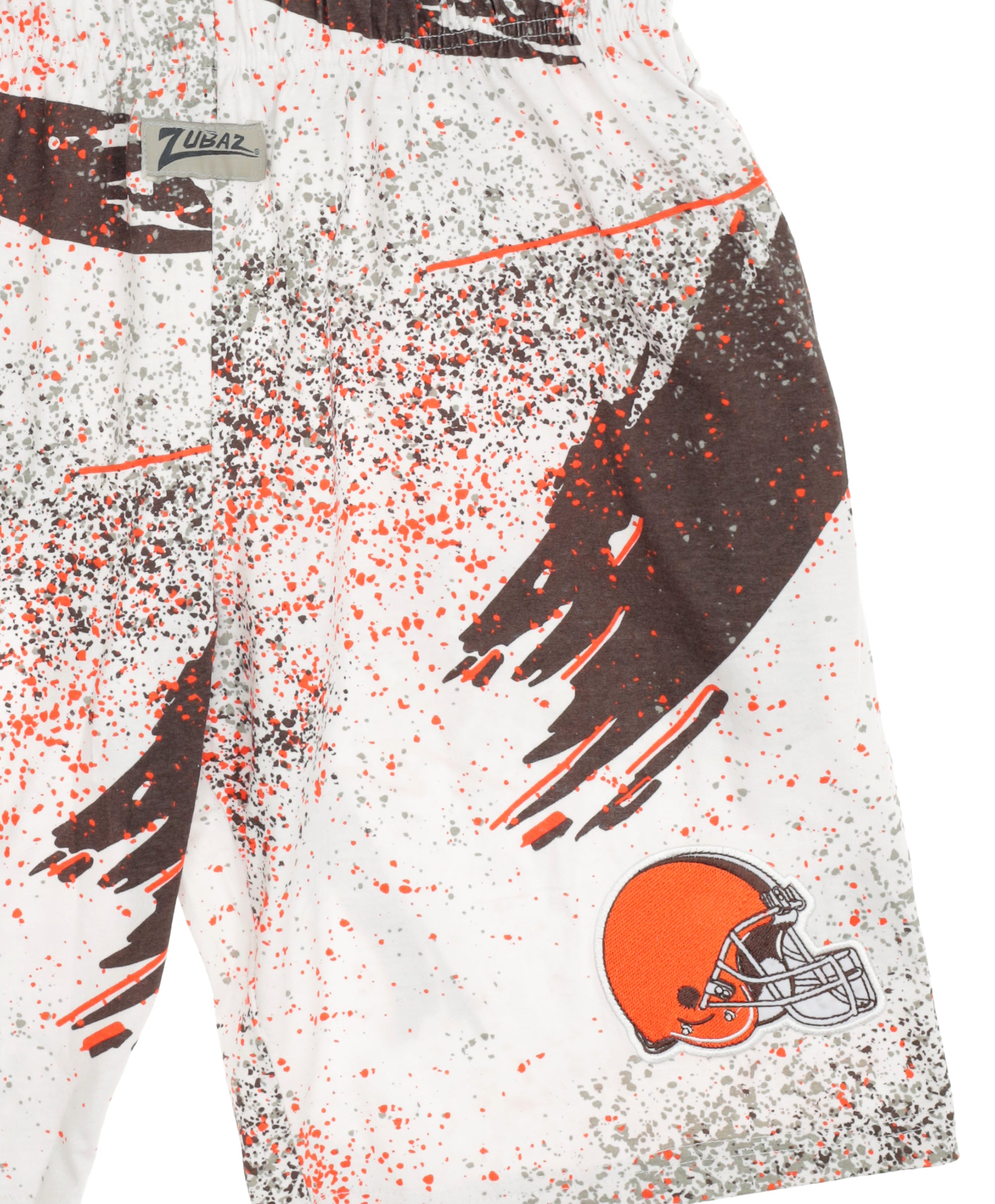 Zubaz NFL Adult Unisex Z88 Embroidered Confetti 3 Team Color Shorts, Cleveland Browns