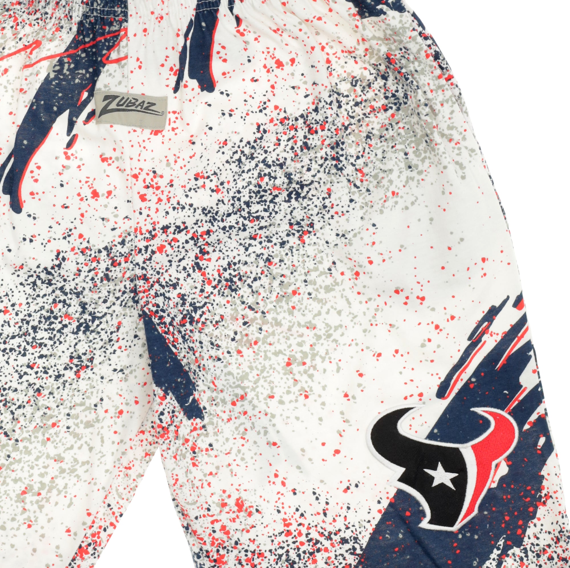 Zubaz NFL Adult Unisex Z88 Embroidered Confetti 3 Team Color Shorts, Houston Texans