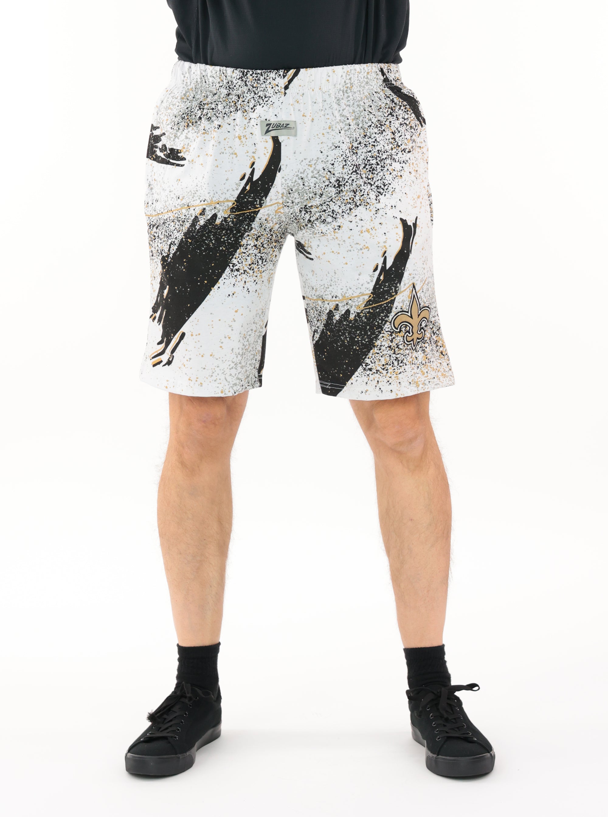 Zubaz NFL Adult Unisex Z88 Embroidered Confetti 3 Team Color Shorts, New Orleans Saints