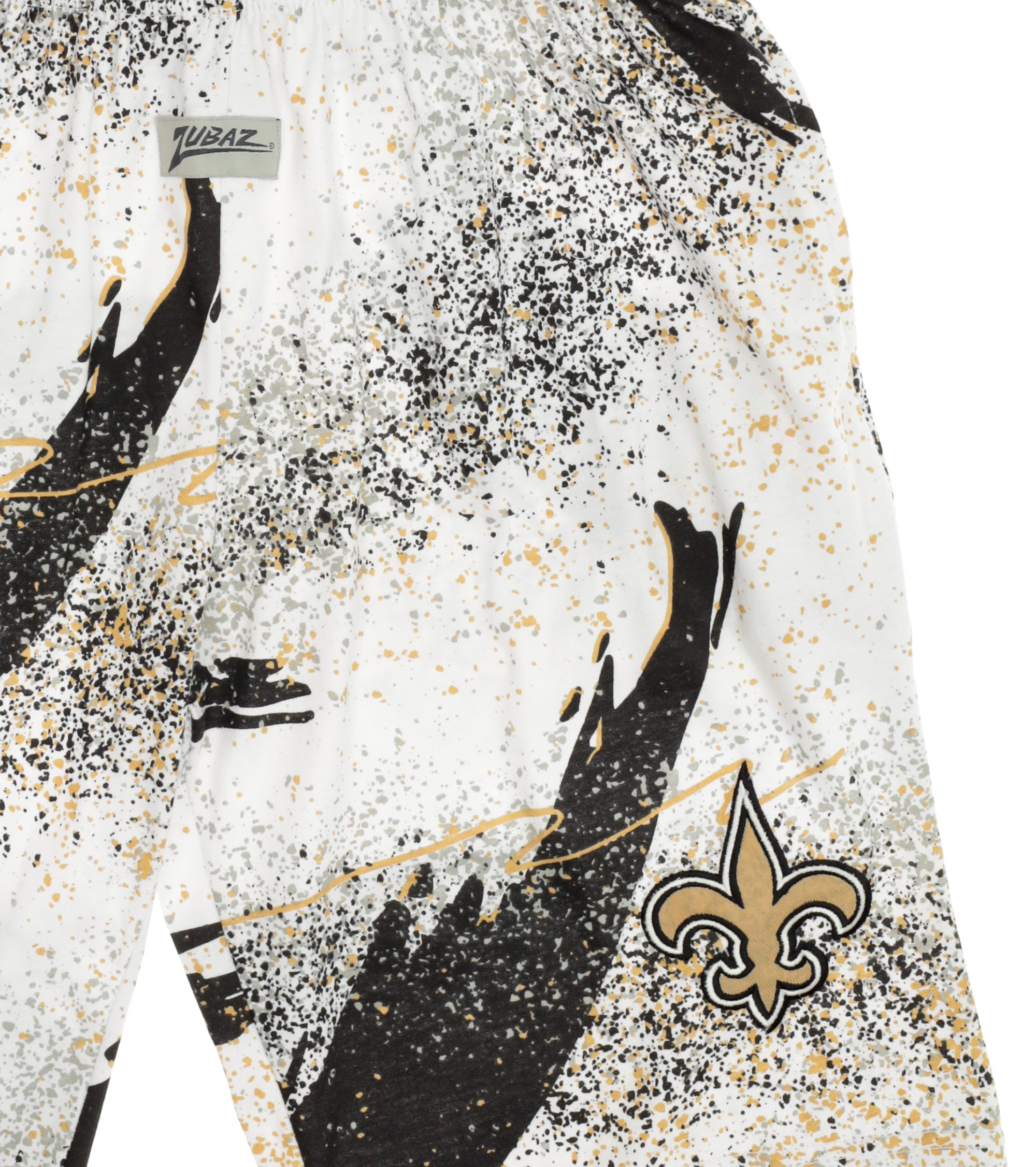 Zubaz NFL Adult Unisex Z88 Embroidered Confetti 3 Team Color Shorts, New Orleans Saints