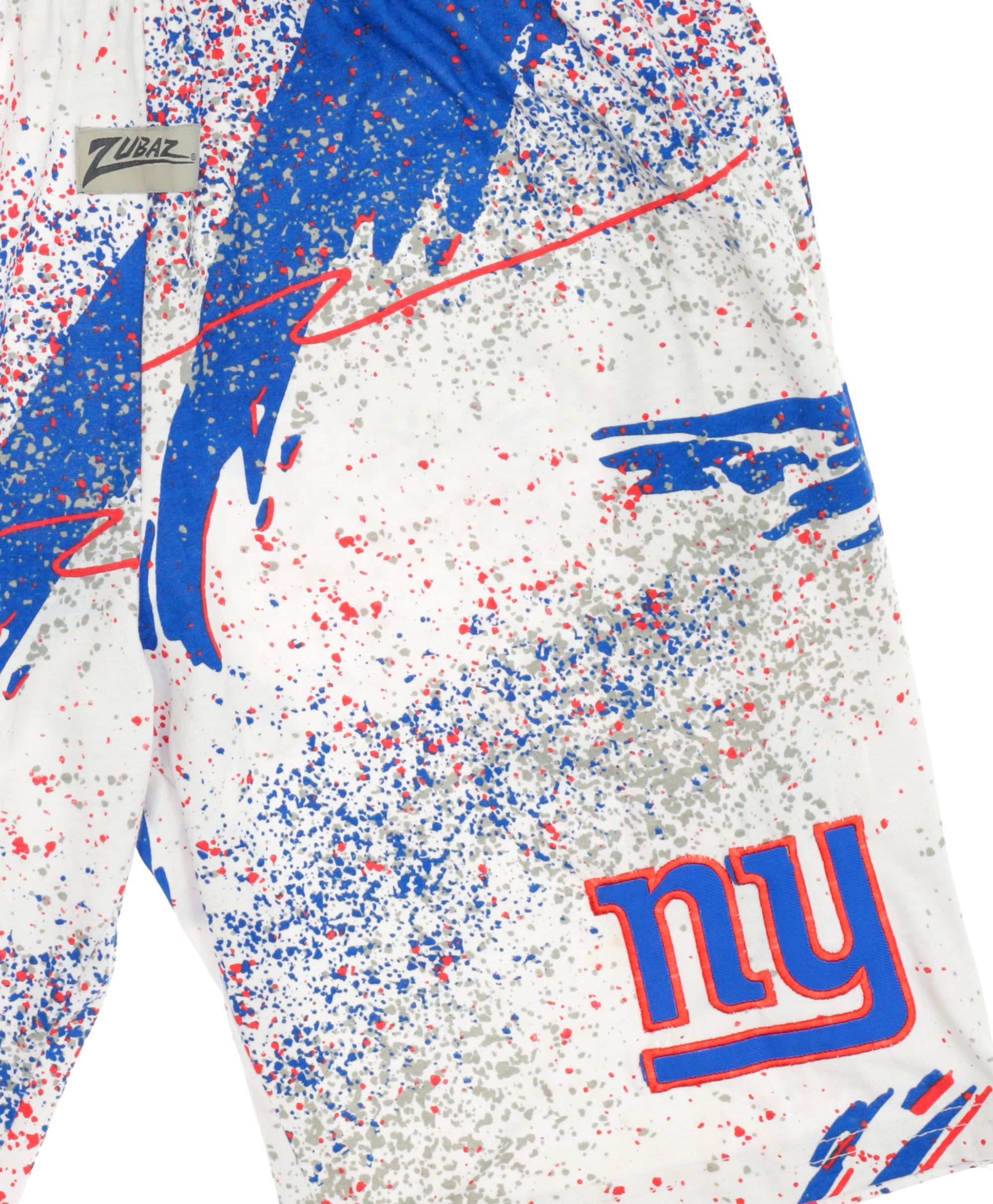 Zubaz NFL Adult Unisex Z88 Embroidered Confetti 3 Team Color Shorts, New York Giants