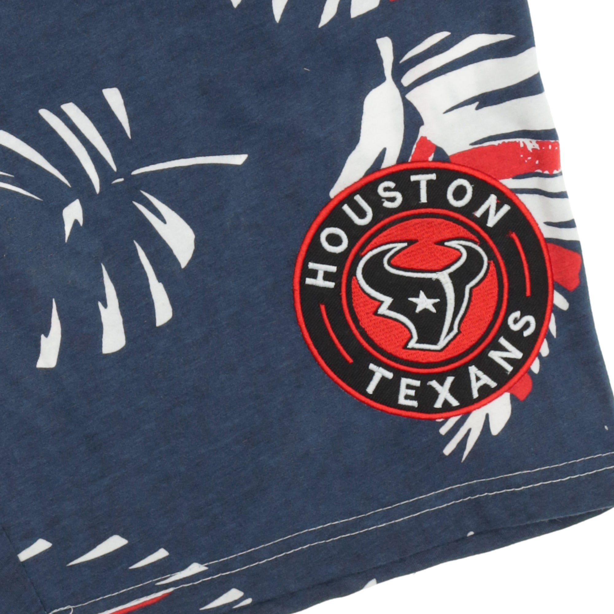 Zubaz NFL Adult Unisex Z88 Embroidered Leaf 3 Team Color Shorts, Houston Texans
