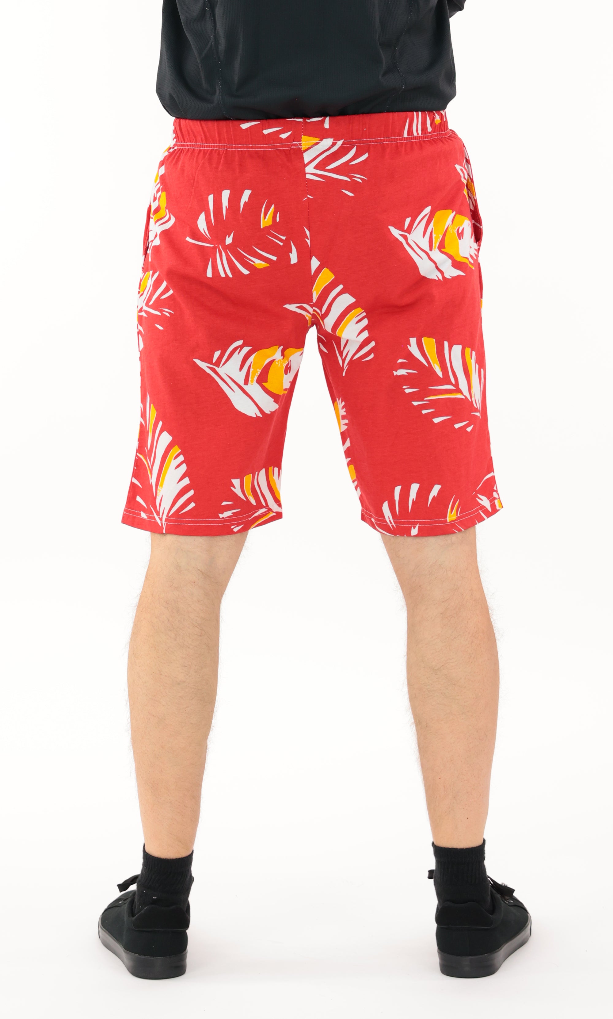 Zubaz NFL Adult Unisex Z88 Embroidered Leaf 3 Team Color Shorts, Kansas City Chiefs