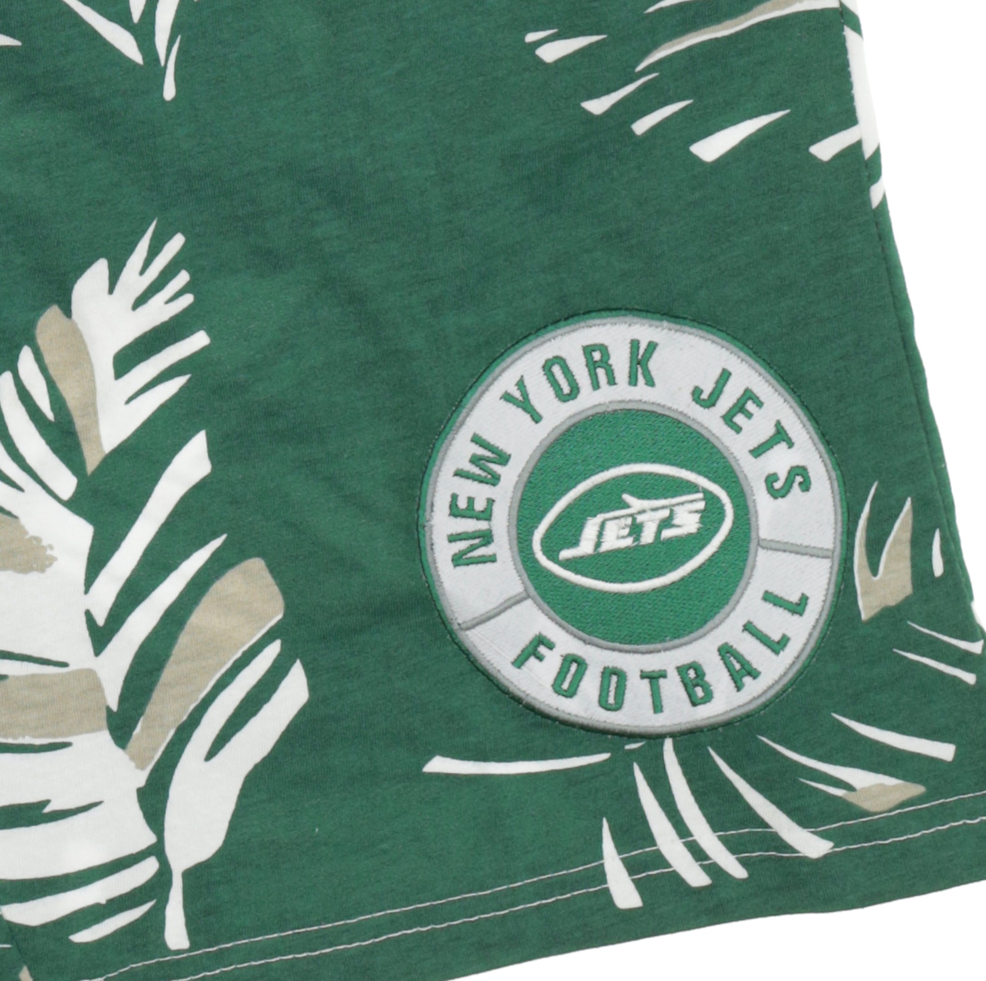 Zubaz NFL Adult Unisex Z88 Embroidered Leaf 3 Team Color Shorts, New York Jets