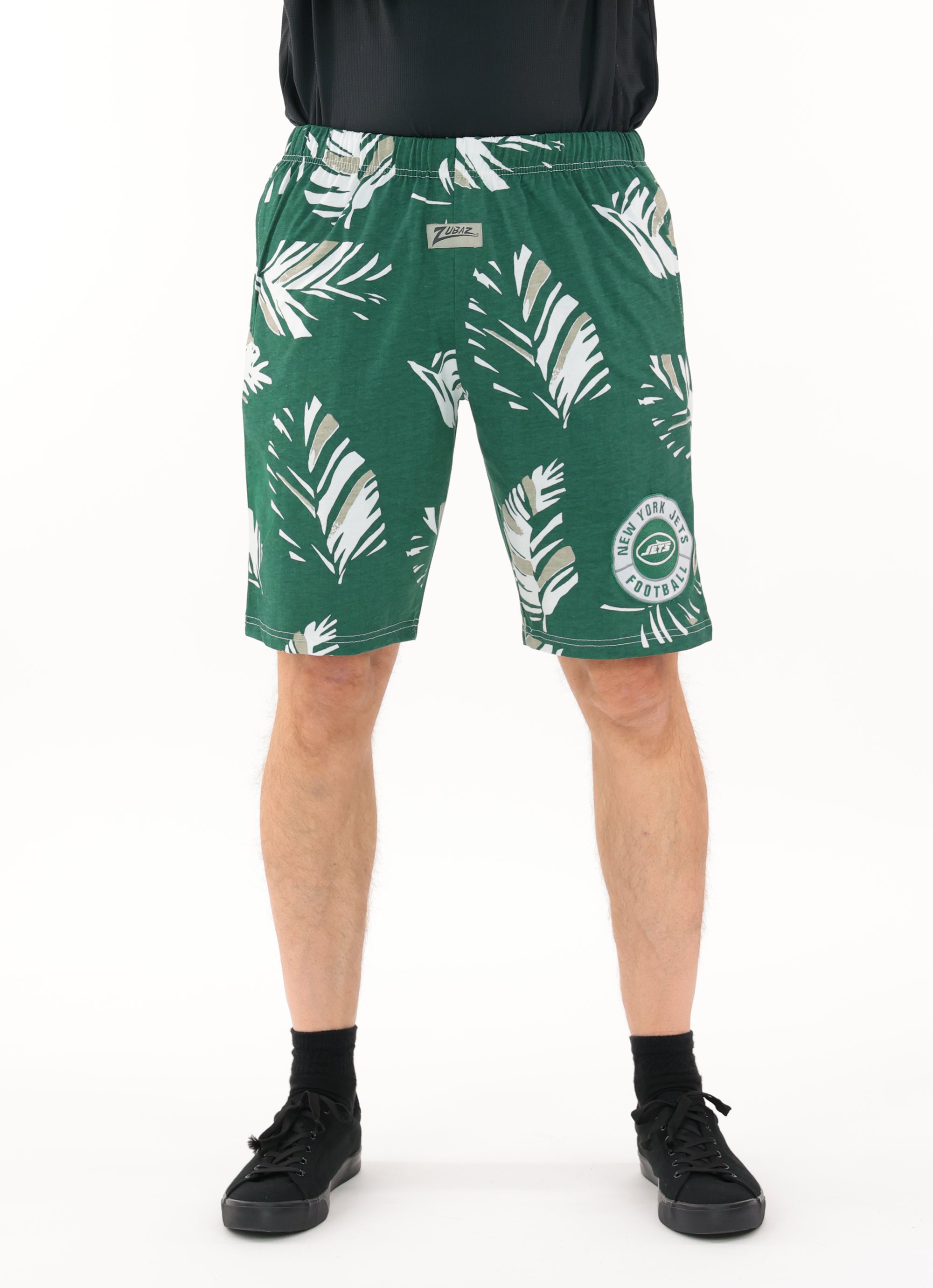 Zubaz NFL Adult Unisex Z88 Embroidered Leaf 3 Team Color Shorts, New York Jets
