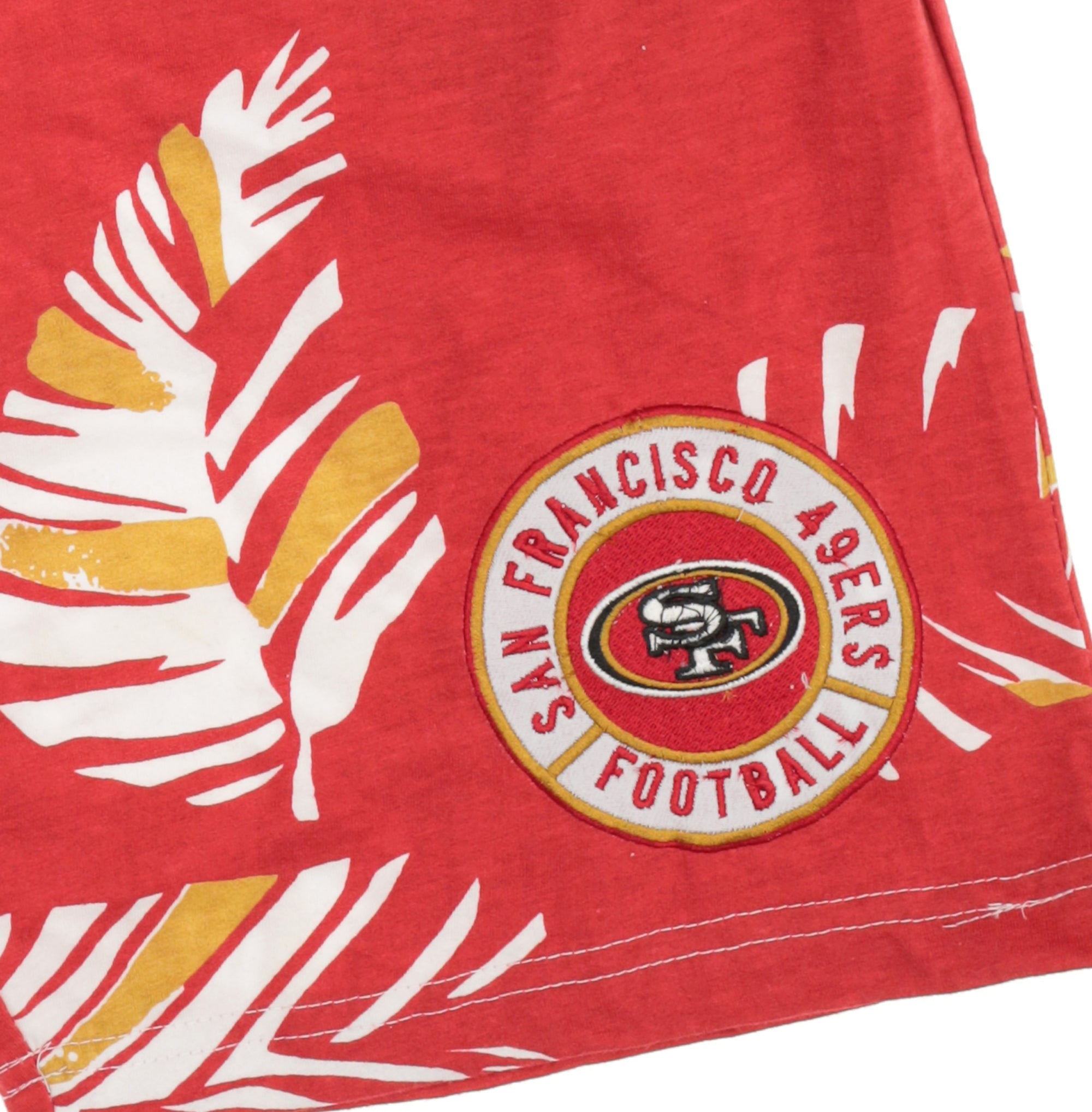 Zubaz NFL Adult Unisex Z88 Embroidered Leaf 3 Team Color Shorts, San Francisco 49ers