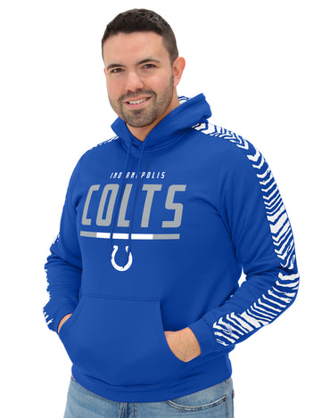 Zubaz NFL Indianapolis Colts Men's 2 Color Zebra Sleeve-Panel Linebacker Hoodie