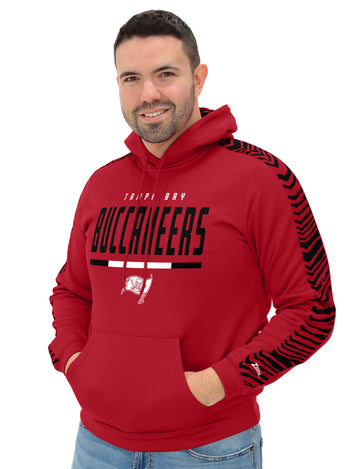 Zubaz NFL   Men's Linebacker 2 Color Zebra Sleeve Panel Hoodie, TAMPA BAY BUCCANEERS