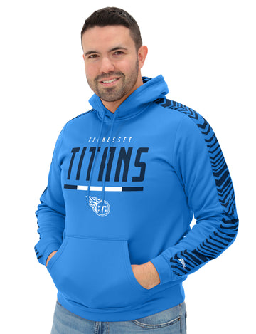 Zubaz NFL   Men's Linebacker 2 Color Zebra Sleeve Panel Hoodie, TENNESSEE TITANS