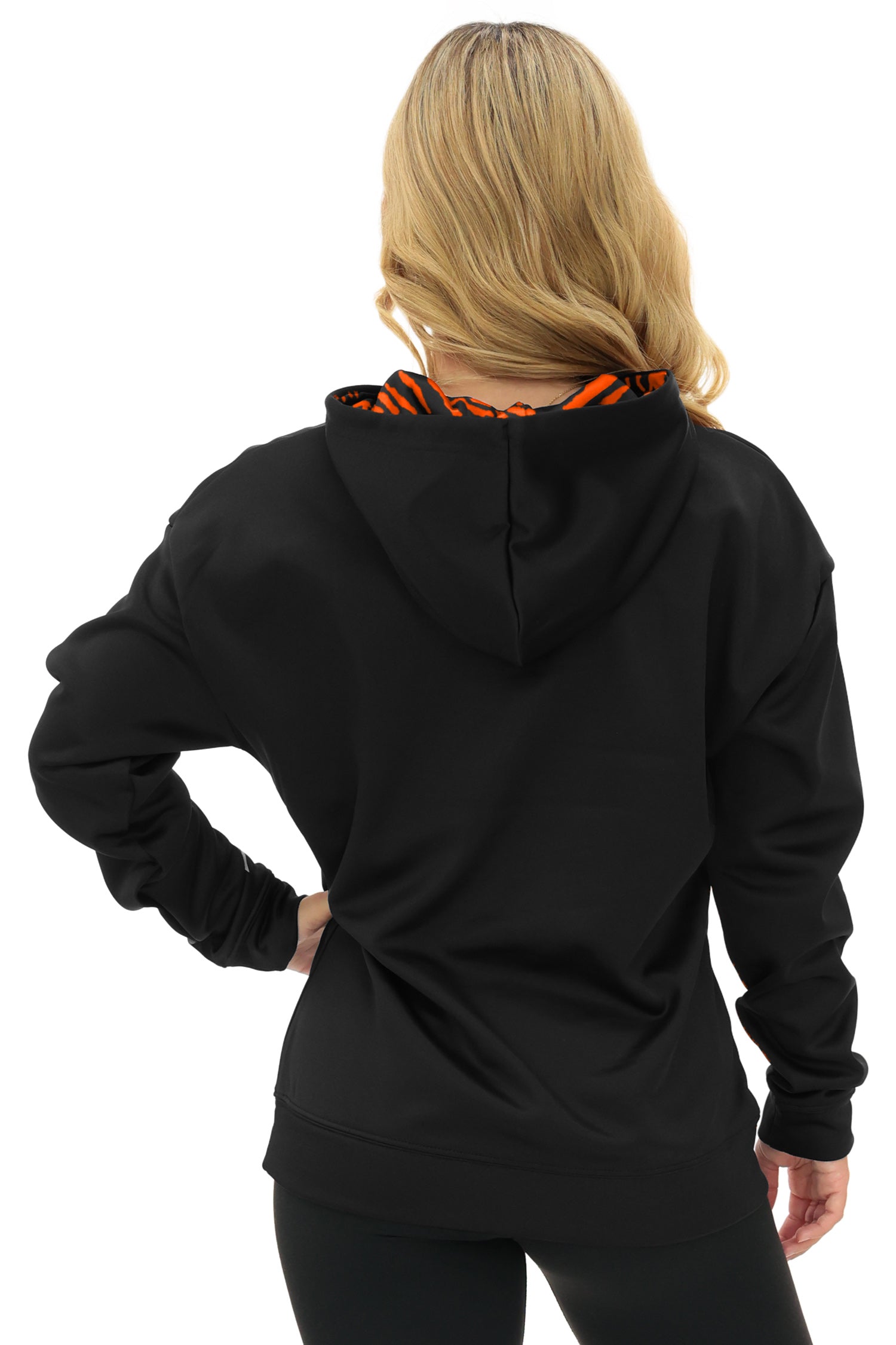 Zubaz NFL   Women's Free Play 2 Color Zebra Liner Hoodie, CINCINNATI BENGALS