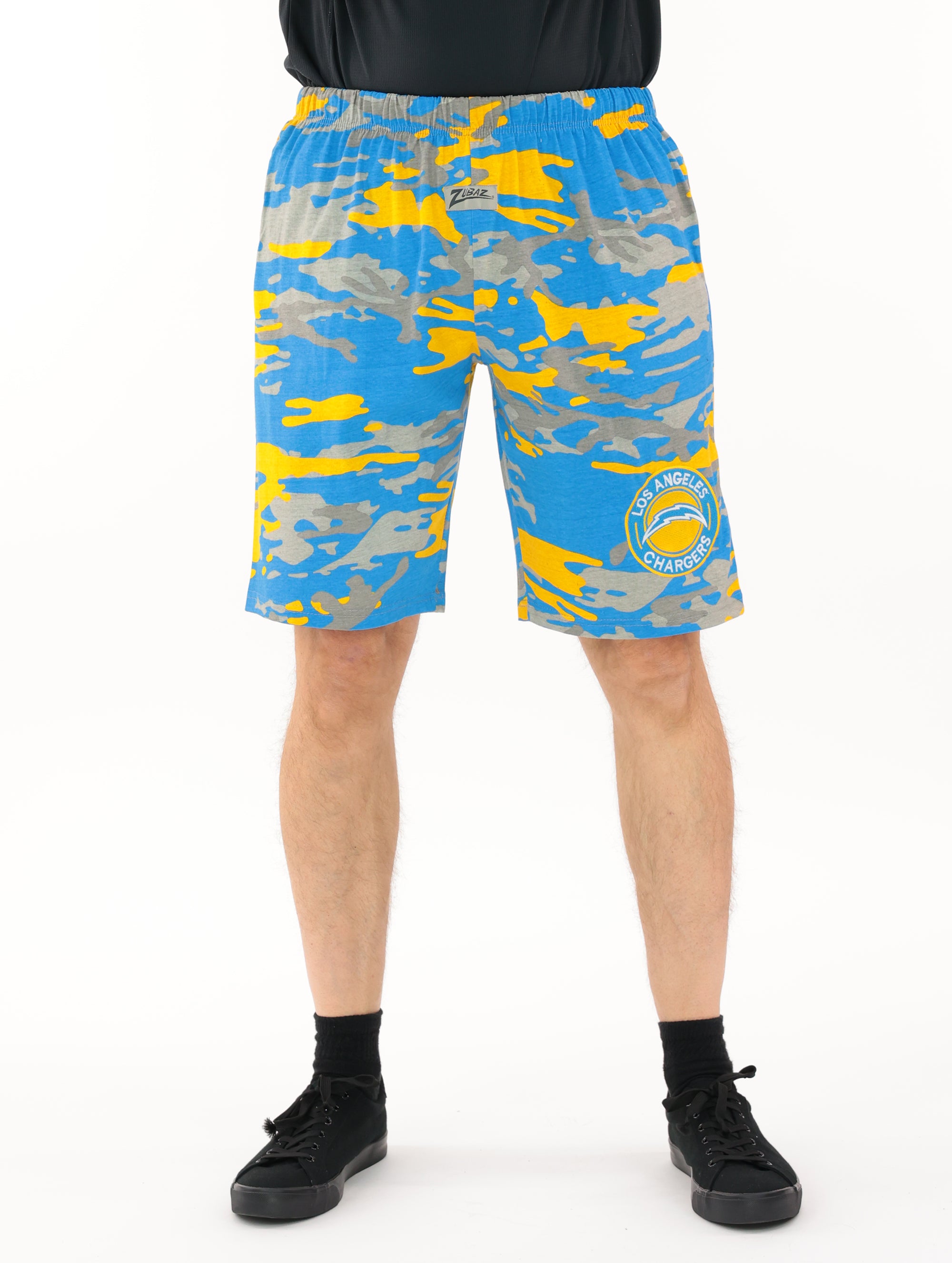 Zubaz NFL Adult Unisex Z88 Embroidered Alt Camo Shorts, Los Angeles Chargers